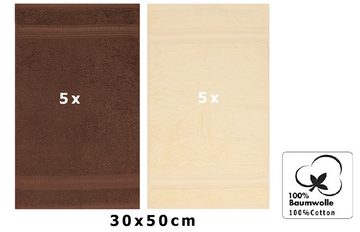 Betz Gästehandtücher 10 Stück Gästehandtücher GOLD Qualität 600 g/m² 30x50 cm beige/nuss, 100% Baumwolle