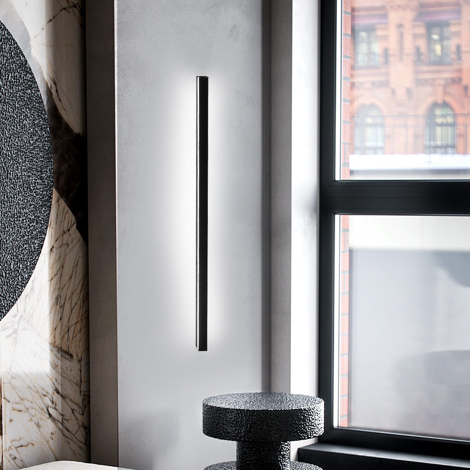 ZMH LED Wandleuchte Innen Wandlampe - 100CM Kaltweiß Schwarz Metall 32W Wohnzimmer Küche, ‎Wandmontage, LED fest integriert, 6500k