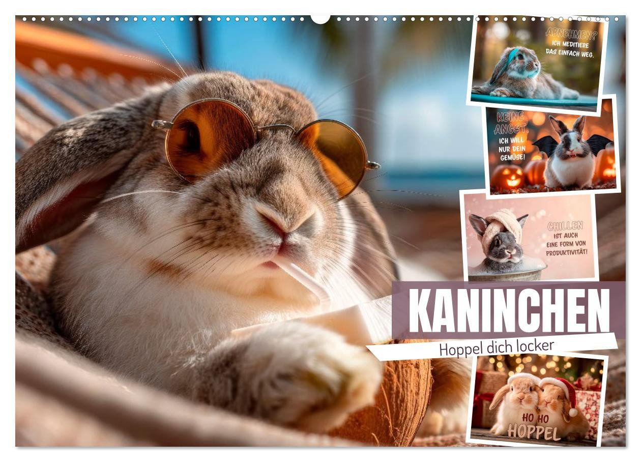 CALVENDO Wandkalender Kaninchen - Hoppel dich locker (Wandkalender 2027 DIN A2 quer), CALVEN
