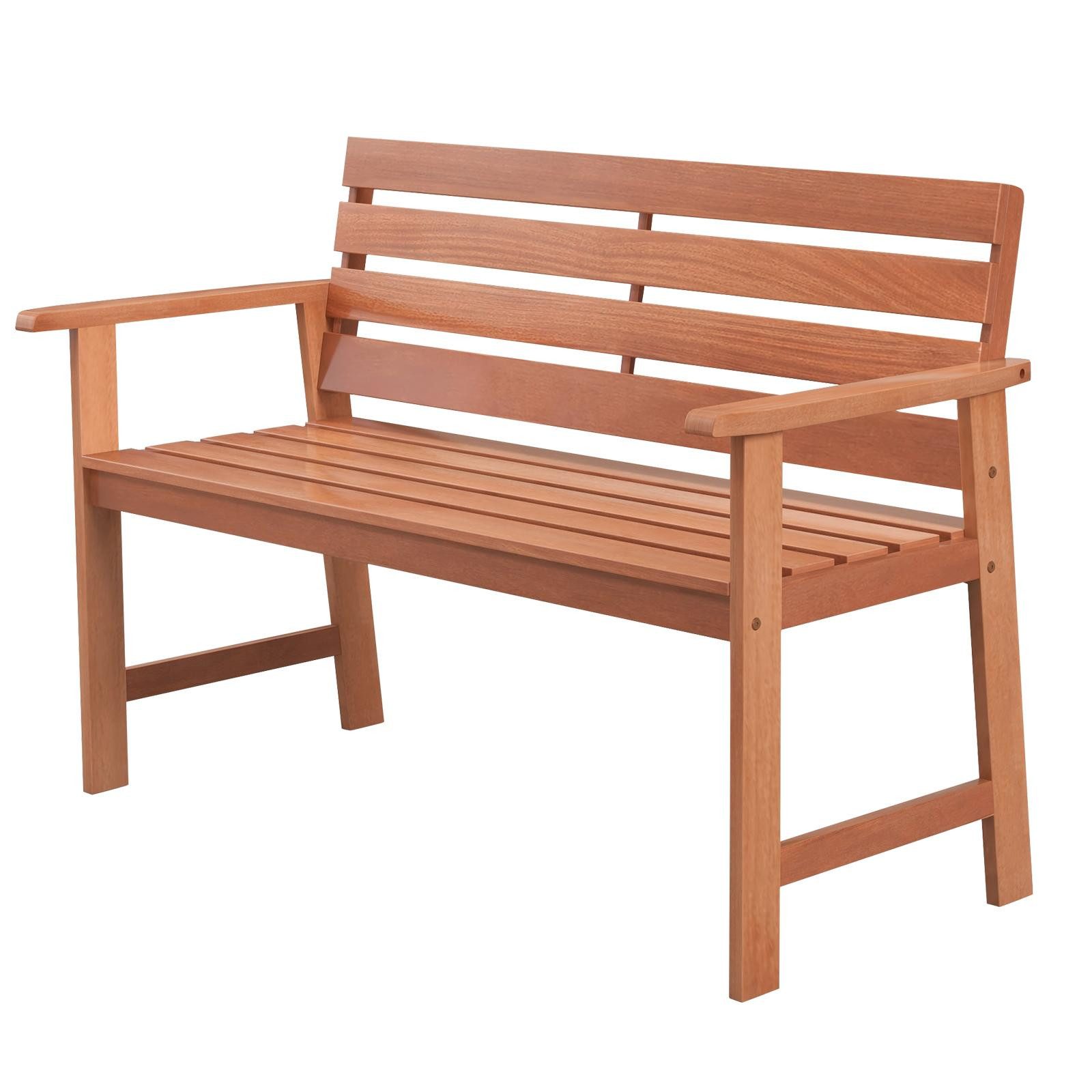 KOMFOTTEU Gartenbank, wetterfest, Holzbank 2 Sitzer, 120,5 x 64 x 84 cm