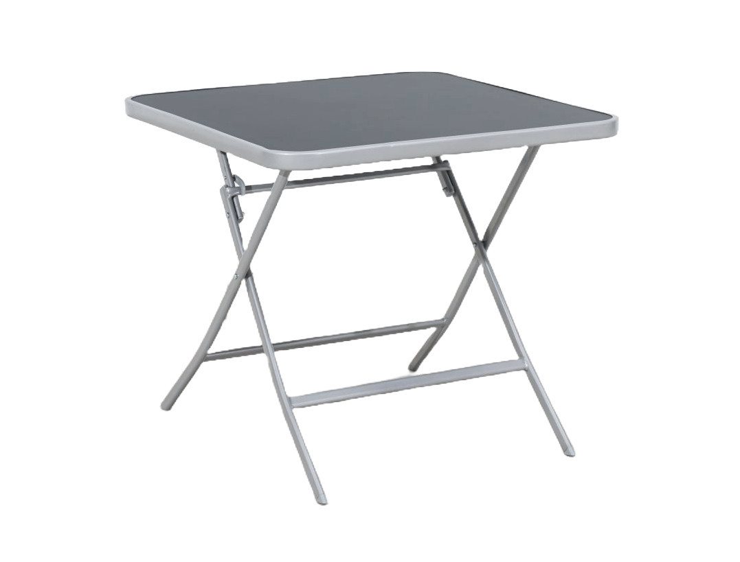 Gardissimo Gartentisch Garda 80x80 cm silber zusammenklappbar (Klapptisch, 1-St., 1 Tisch), klappbar wetterfest pflegeleicht mit Sicherheitsarretierung