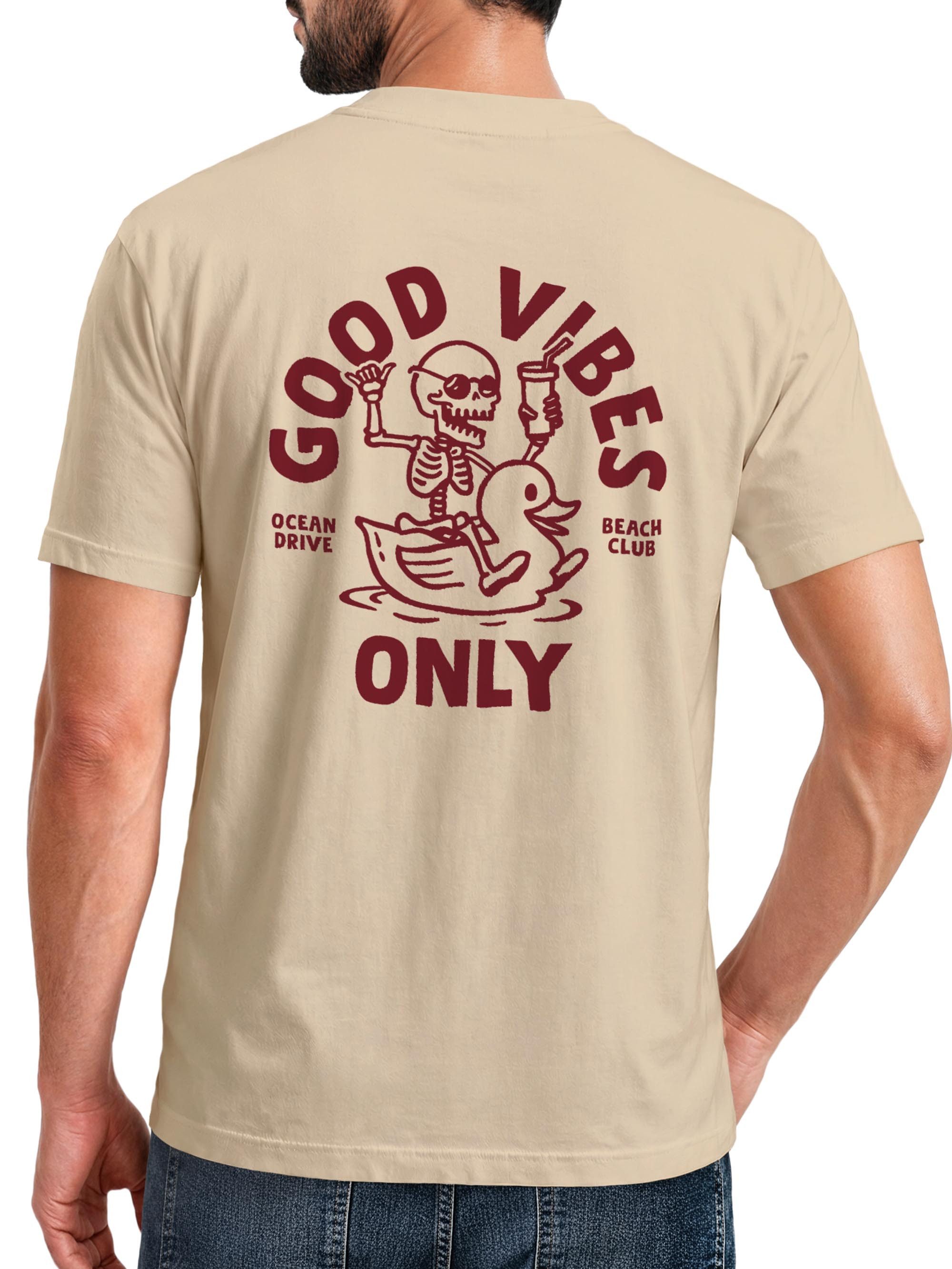 Neverless Print-Shirt Herren T-Shirt Backprint Good Vibes Only Quitsche-Ente Motivprint mit Print