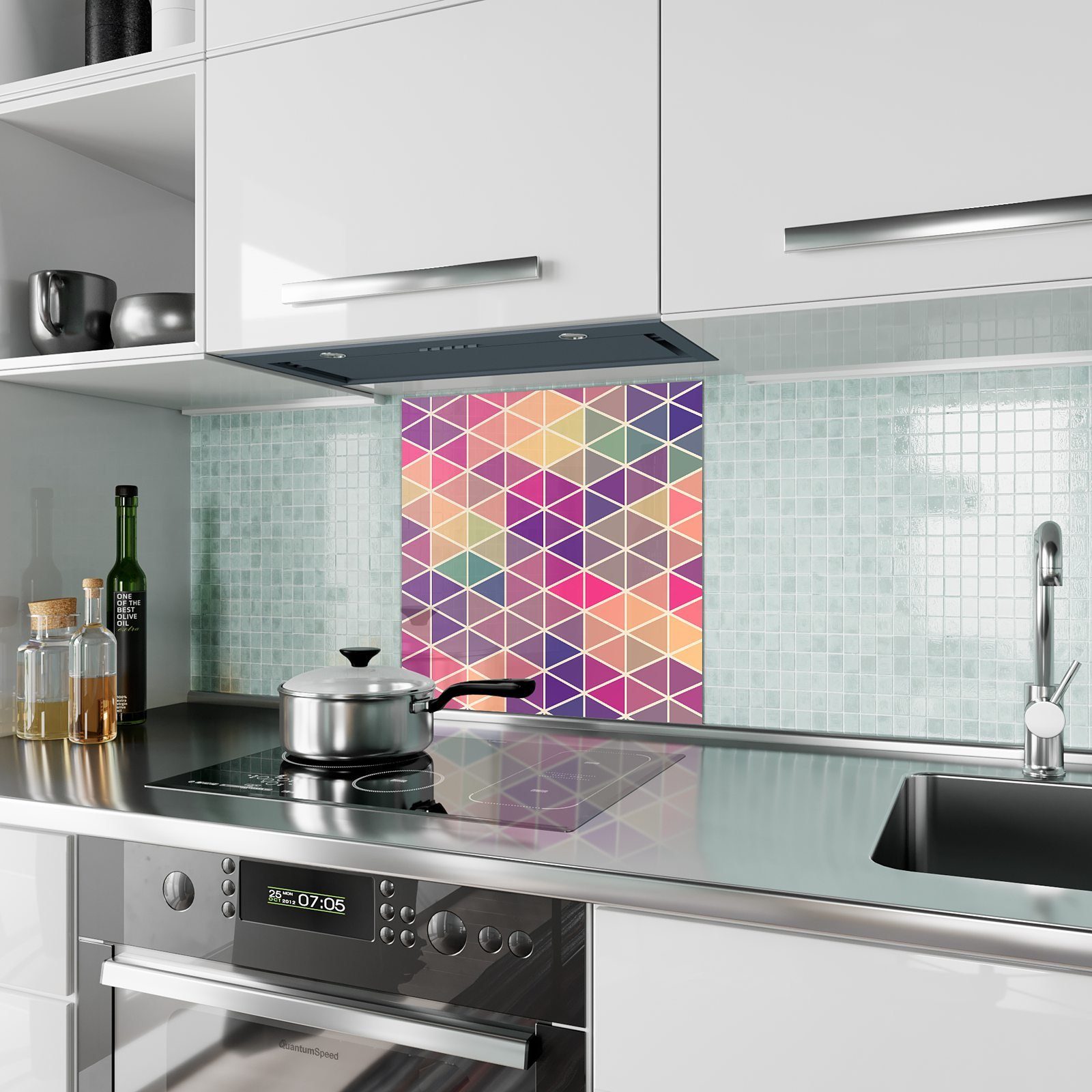Küchenrückwand Spritzschutz Glas Primedeco Muster mit Motiv Küchenrückwand Geometrisches