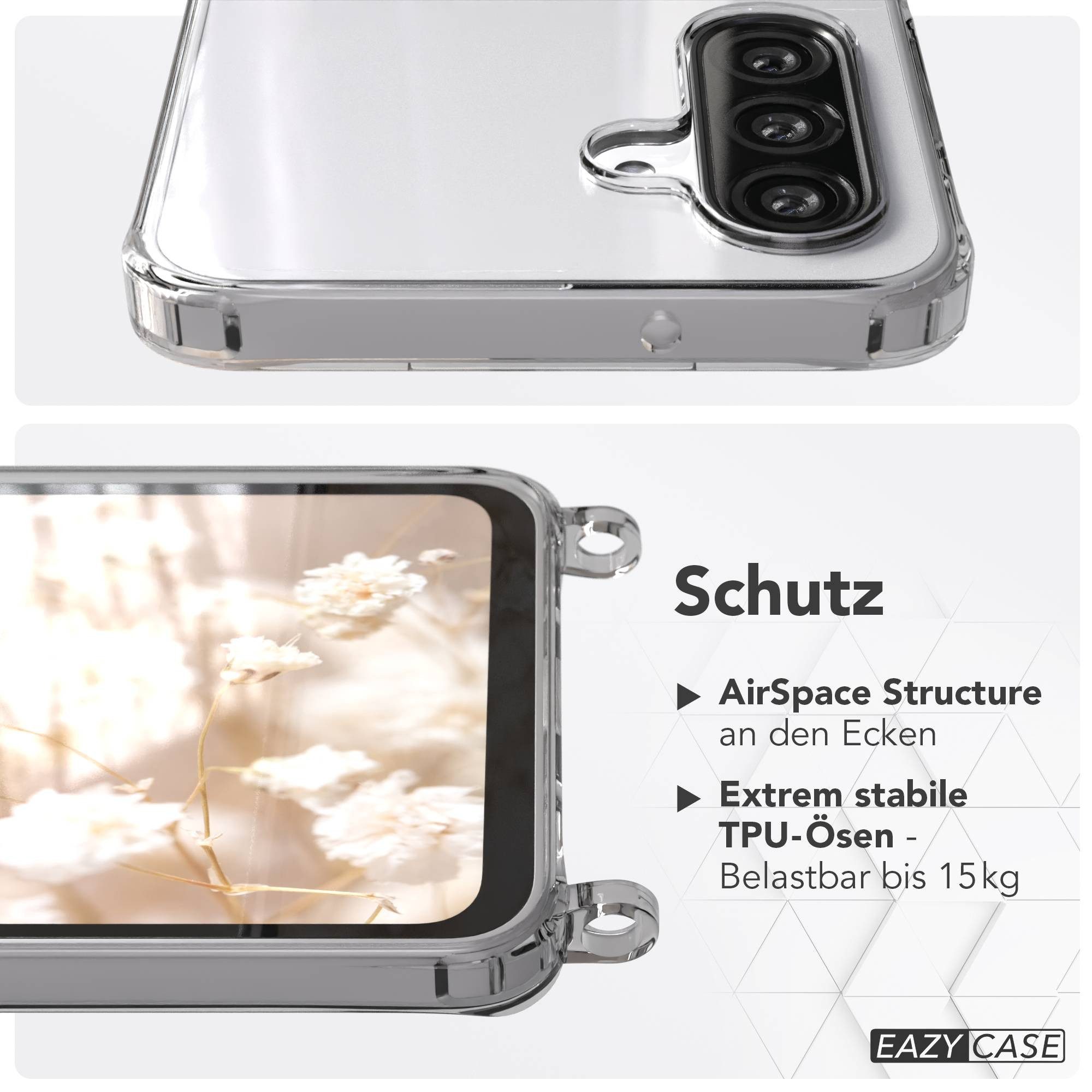EAZY CASE Handykette Hülle mit Kette für Samsung Galaxy A26 6,7 Zoll, Kettenhülle zum Umhängen Tasche Cross Bag Handykordel Cover Grün Weiß – Bild 5 von 5
