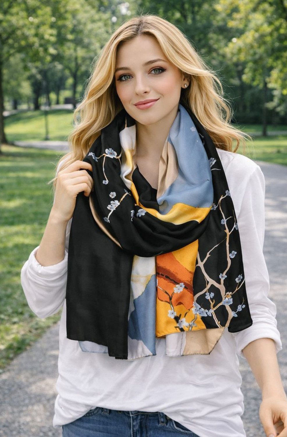 chic4home Schal Color Flow, (1-St. 1-teilig), sommerlicher Damen Schal mit buntem Muster