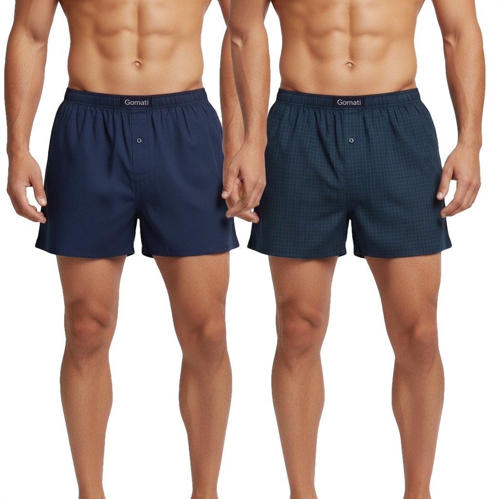 Cocain underwear Boxershorts Lockerer gewebte Herren Boxershort Unterhose 100 % Baumwolle kariert (4-St) Hosenschlitz mit einem Knopf – Bild 5 von 5