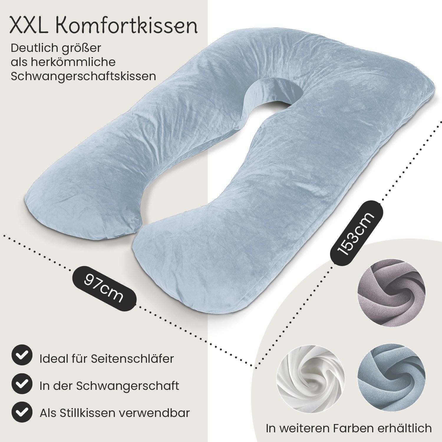 ELONEO Stillkissen Schwangerschaftskissen XXL, Seitenschläferkissen, Pregna günstig online kaufen