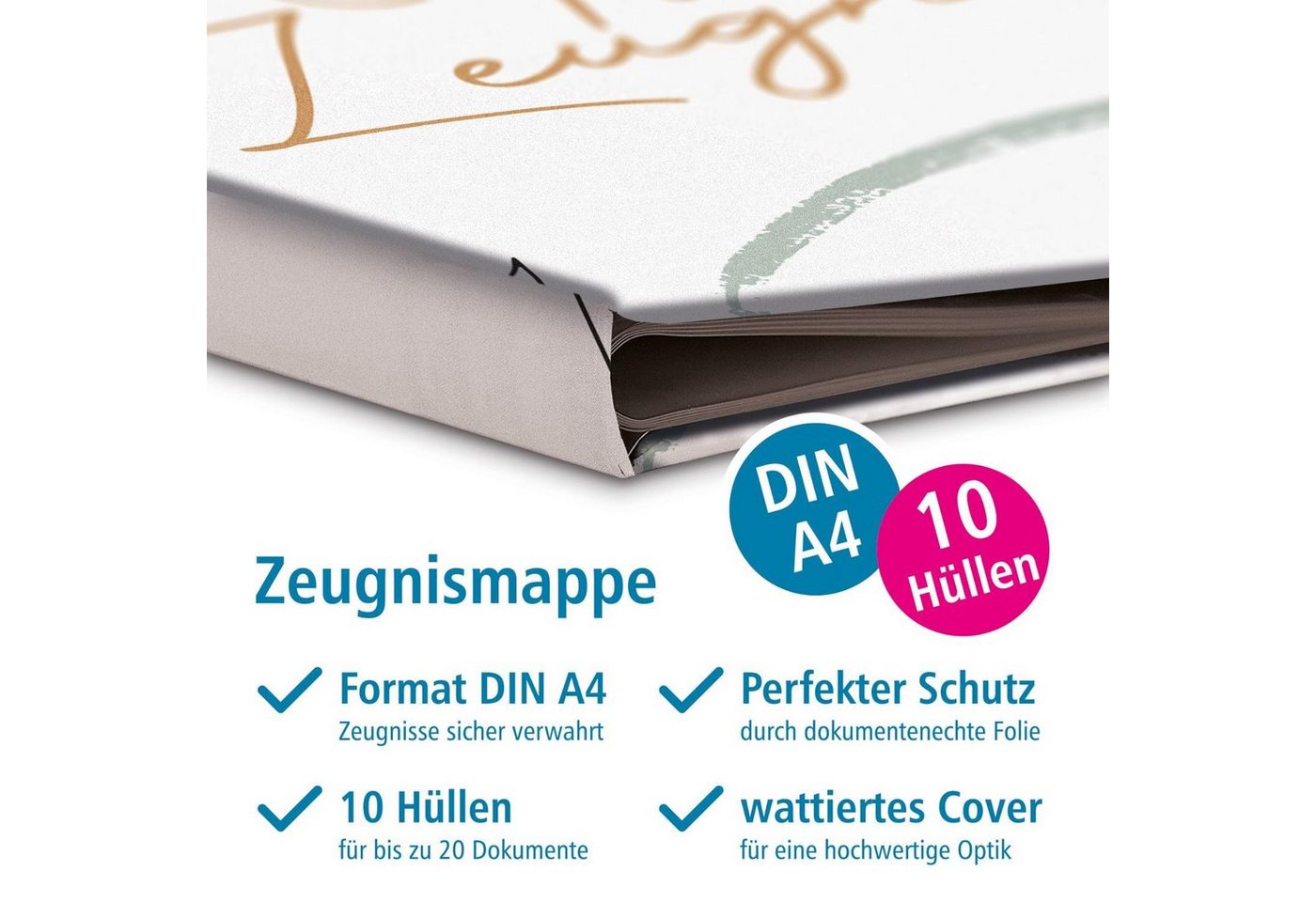 Thumbnail - itenga Organisationsmappe itenga Zeugnismappe Motiv Blumenmuster Mint - DIN A4 wattierter Einba