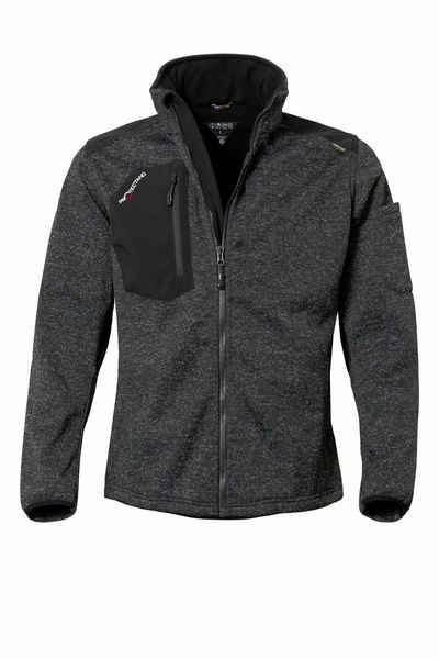 QUALITEX HIGH QUALITY WORKWEAR Strickfleecejacke wärmende (melange) Strickfleece-Übergangsjacke - Softshell & Cordura (1-St) Arbeitsjacke mit 6 Taschen - Strapazierfähig - Pflegeleicht - Waschbar