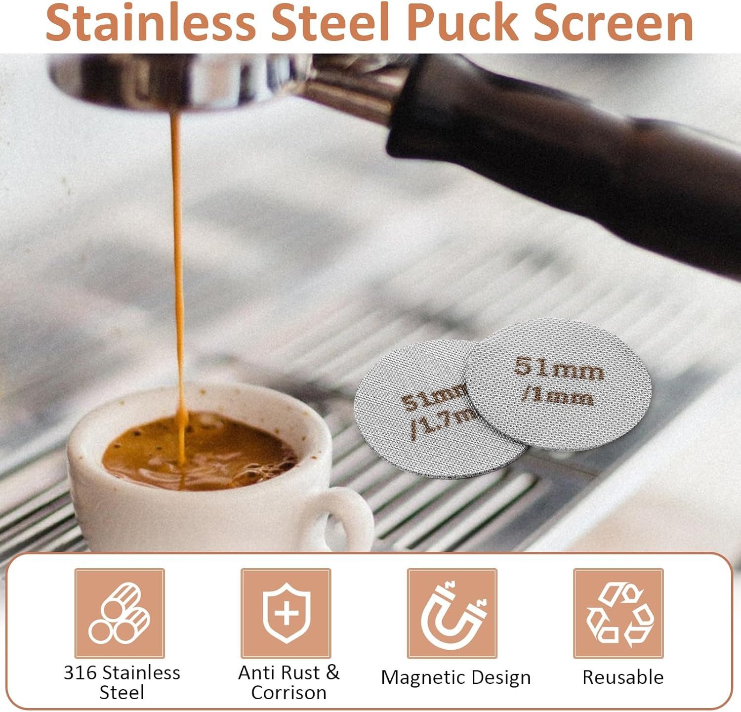 FELIXLEO Tamper Puck Screen 51 mm Espressosieb Edelstahl für Siebträger – Bild 4 von 5