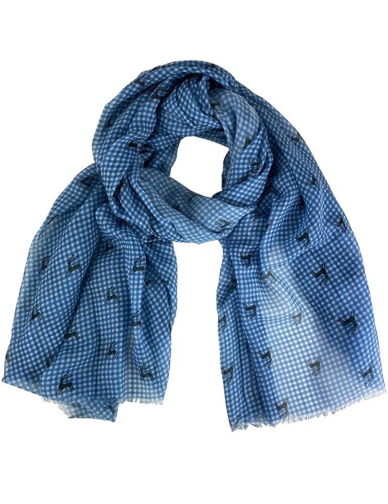 Trachtenland Schal Trachtenland Halstuch - Kariert Hirschmotiv 185x70 cm günstig online kaufen