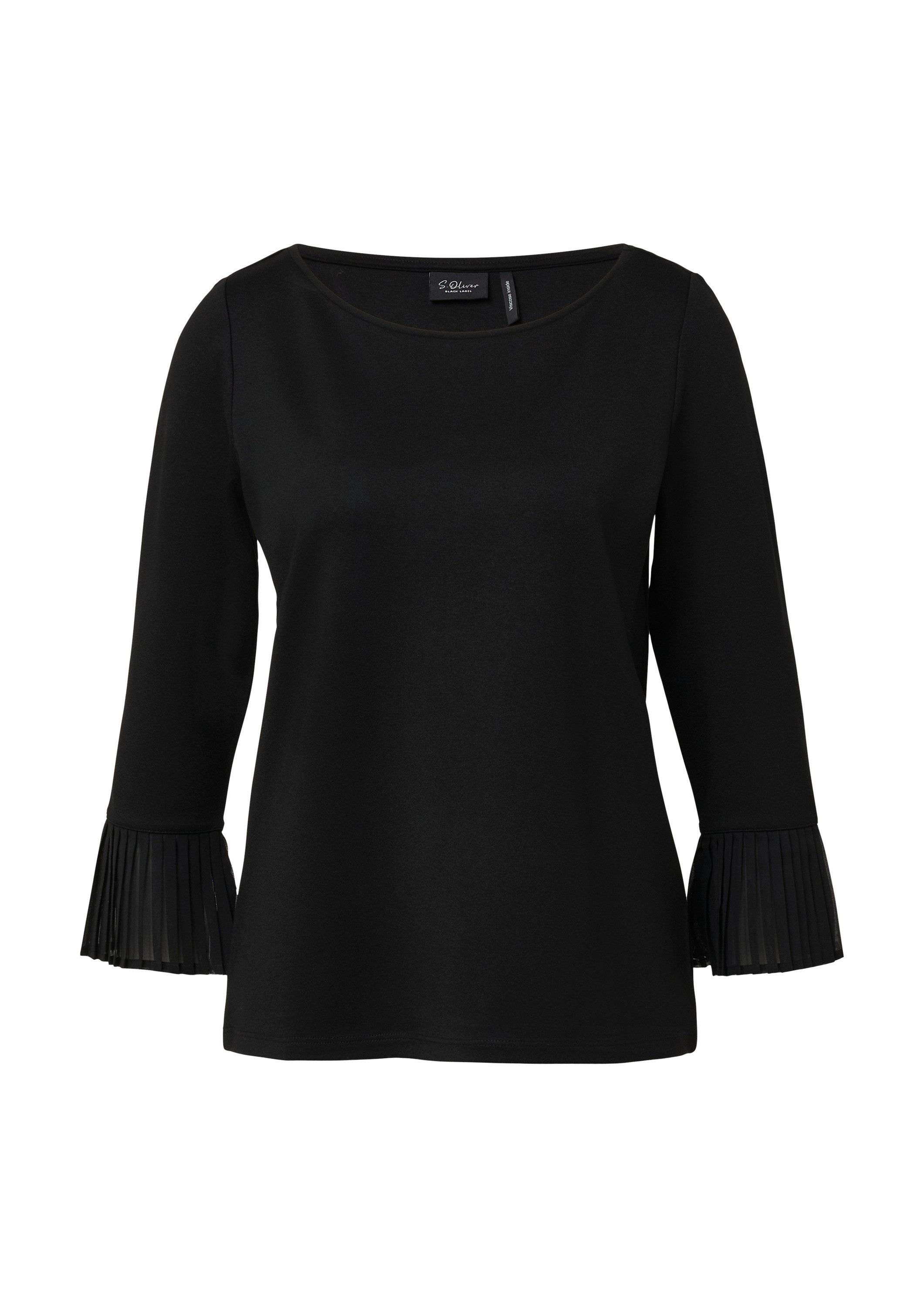 s.Oliver 3/4-Arm-Shirt T-Shirt Relaxed-Fit-Shirt mit Plissee-Details am Ärm günstig online kaufen