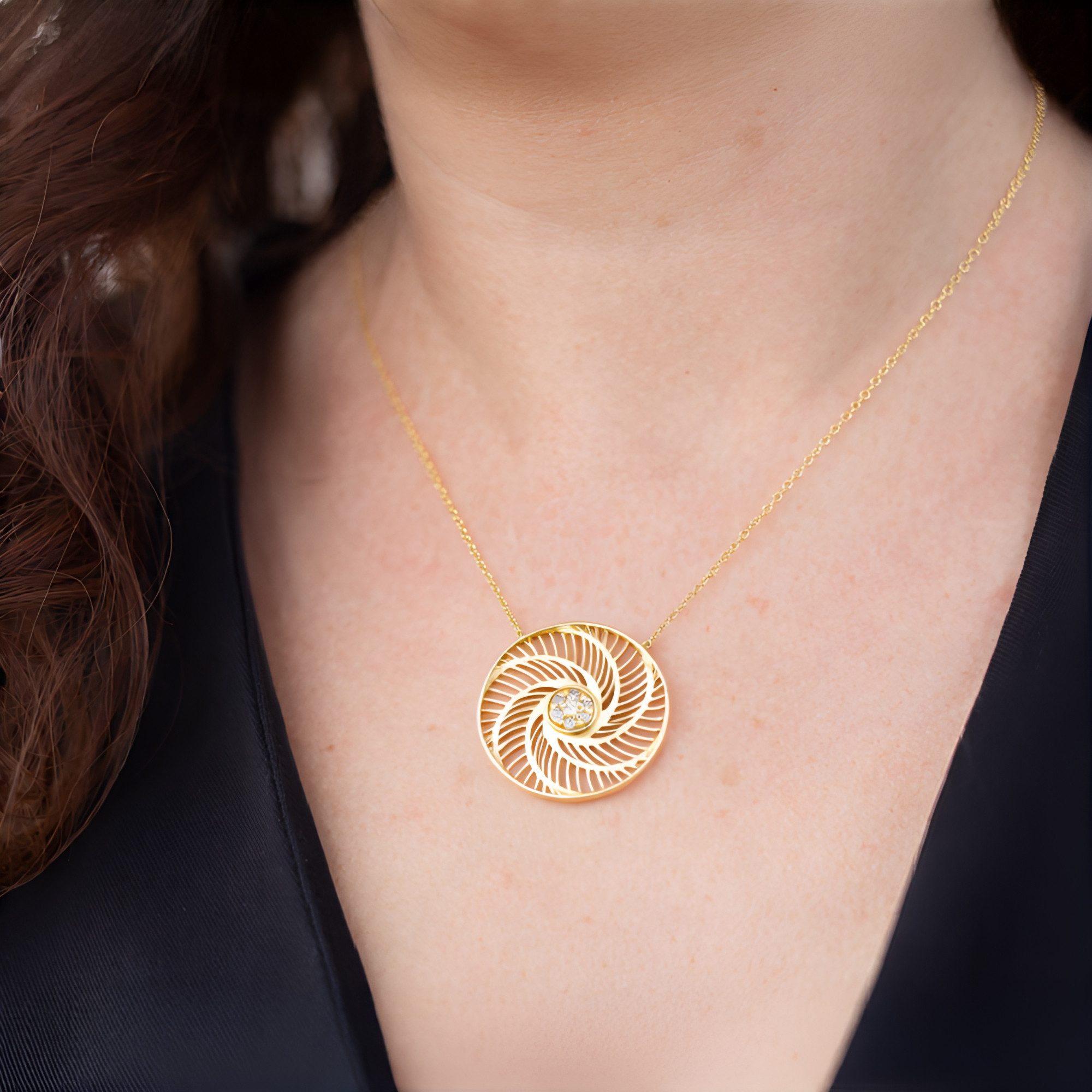 Cavill Goldkette Cavill 9K Gelbgold Collier mit 7 Champagner Diamanten 0,16 günstig online kaufen