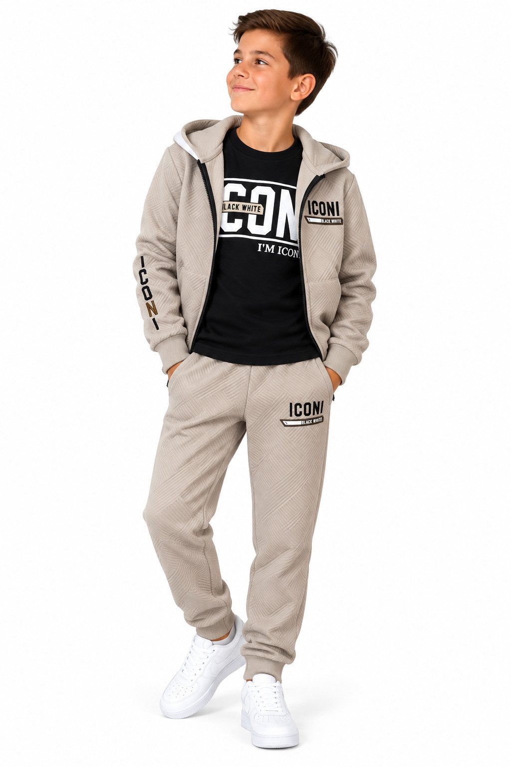 Hessis Freizeitanzug Jogginganzug Trainingsanzug JF7915 (Set, 3-tlg., Jacke, Shirt & Jogginghose)