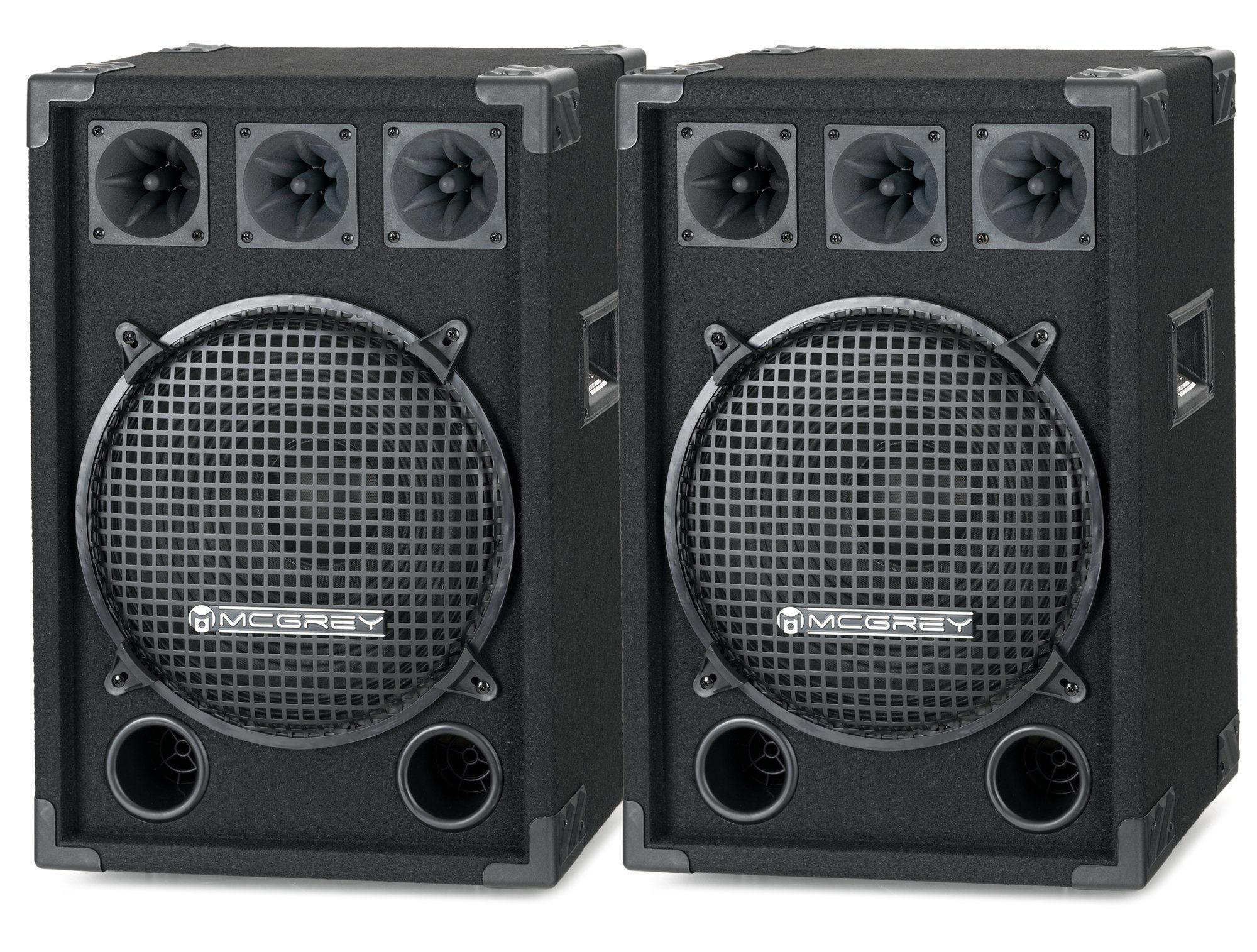 McGrey DJ-1222 DJ PA Box Party-Lautsprecher (N/A, 300 W, 30cm (12 zoll) Subwoofer 2-Wege System und drei Piezo-Hochtönern)