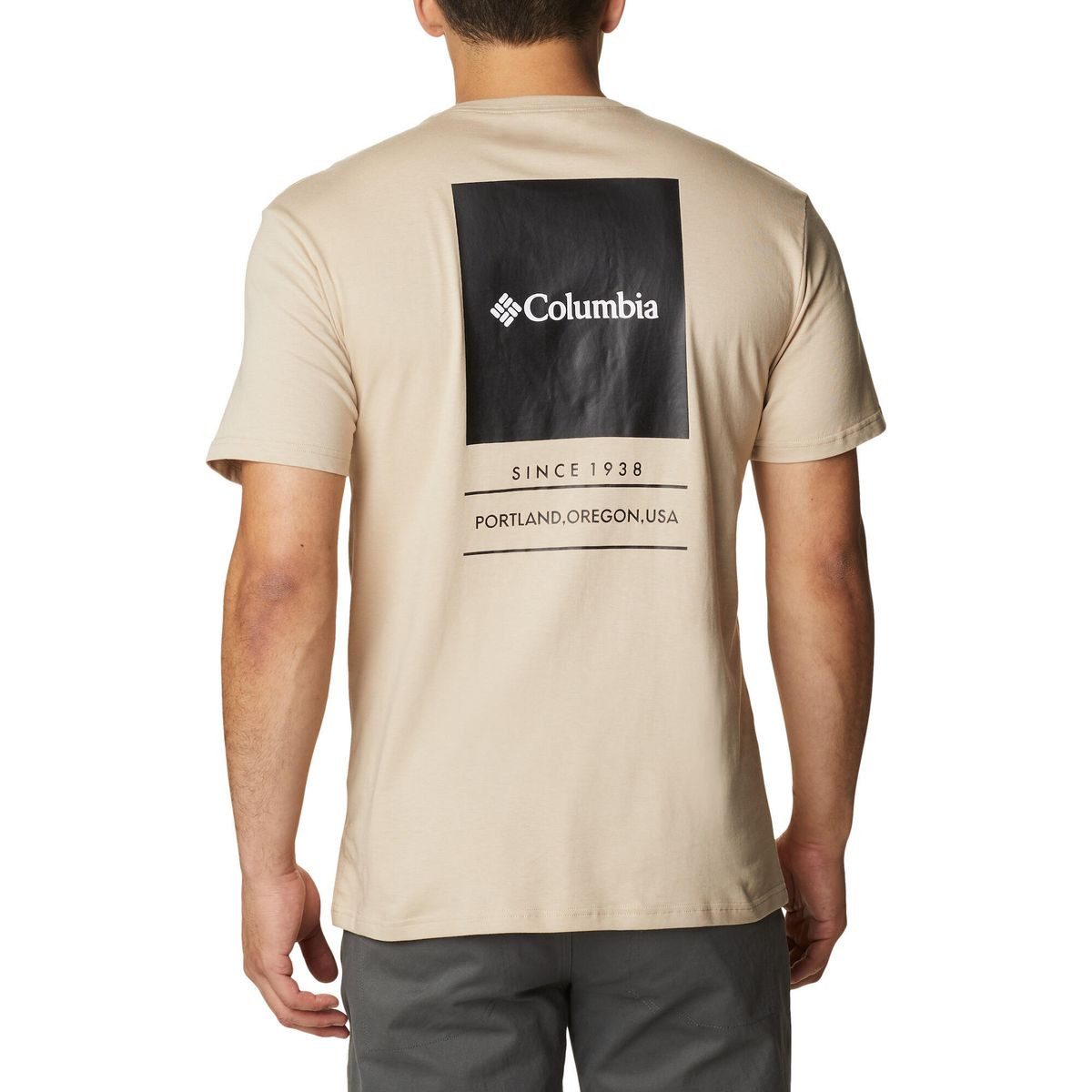 Columbia Kurzarmshirt Barton Springs Short Sleeve Graphic Tee Bequemes T-Shirt mit dezentem Brustlogo und auffälliger Rückengrafik