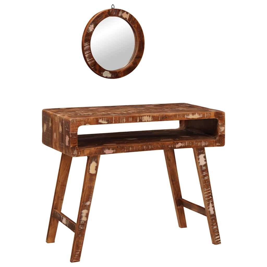 vidaXL Schminktisch Schminktisch Braun 90 x 76 x 45 cm Massives upgecyceltes Holz (1-St)