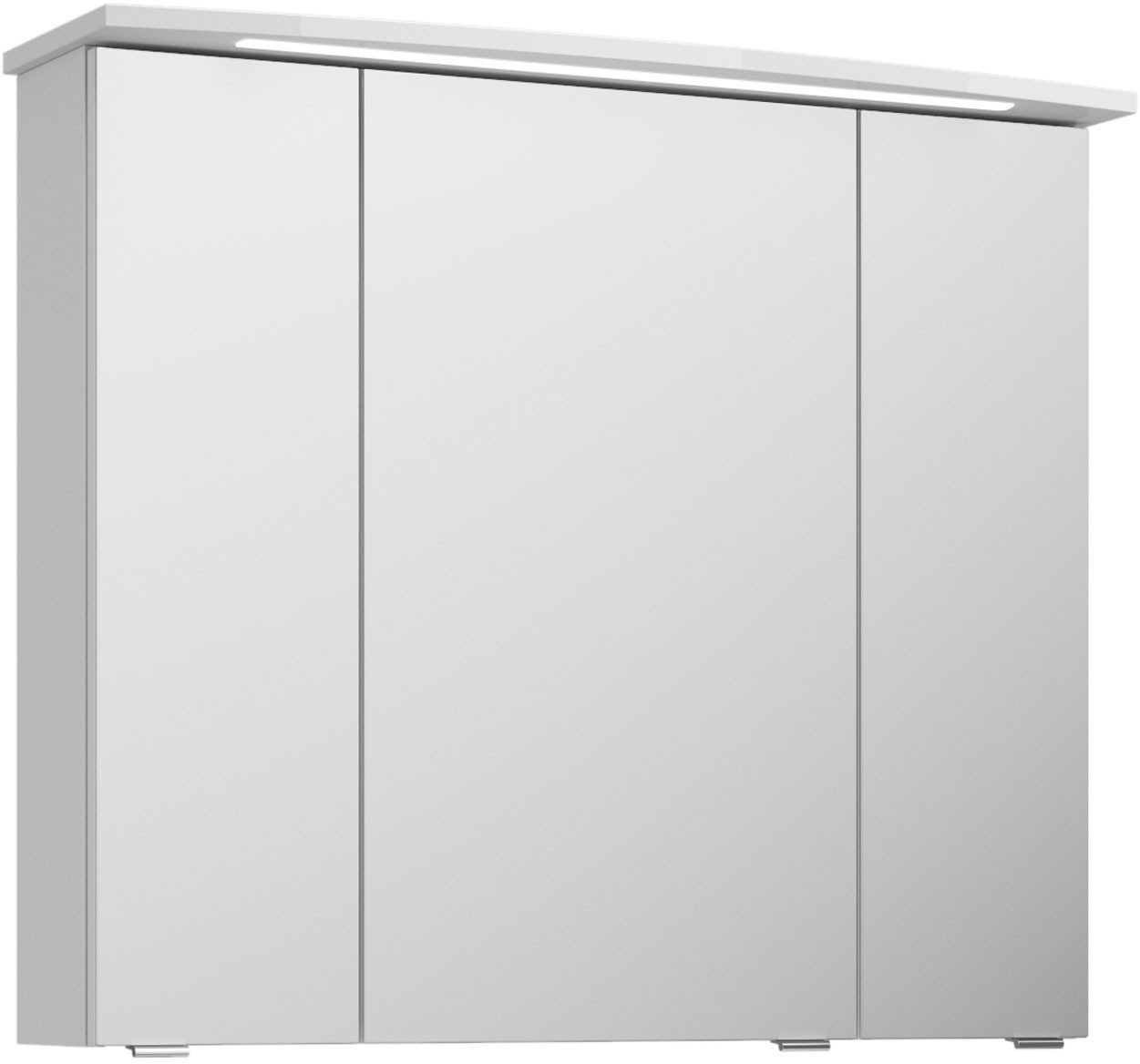 Saphir Badezimmerspiegelschrank Serie 4010 Badezimmer-Spiegelschrank inkl. LED-Beleuchtung im Kranz Badschrank 82 cm breit, 3 Türen, 6 Glas-Einlegeböden, inkl Türdämpfer