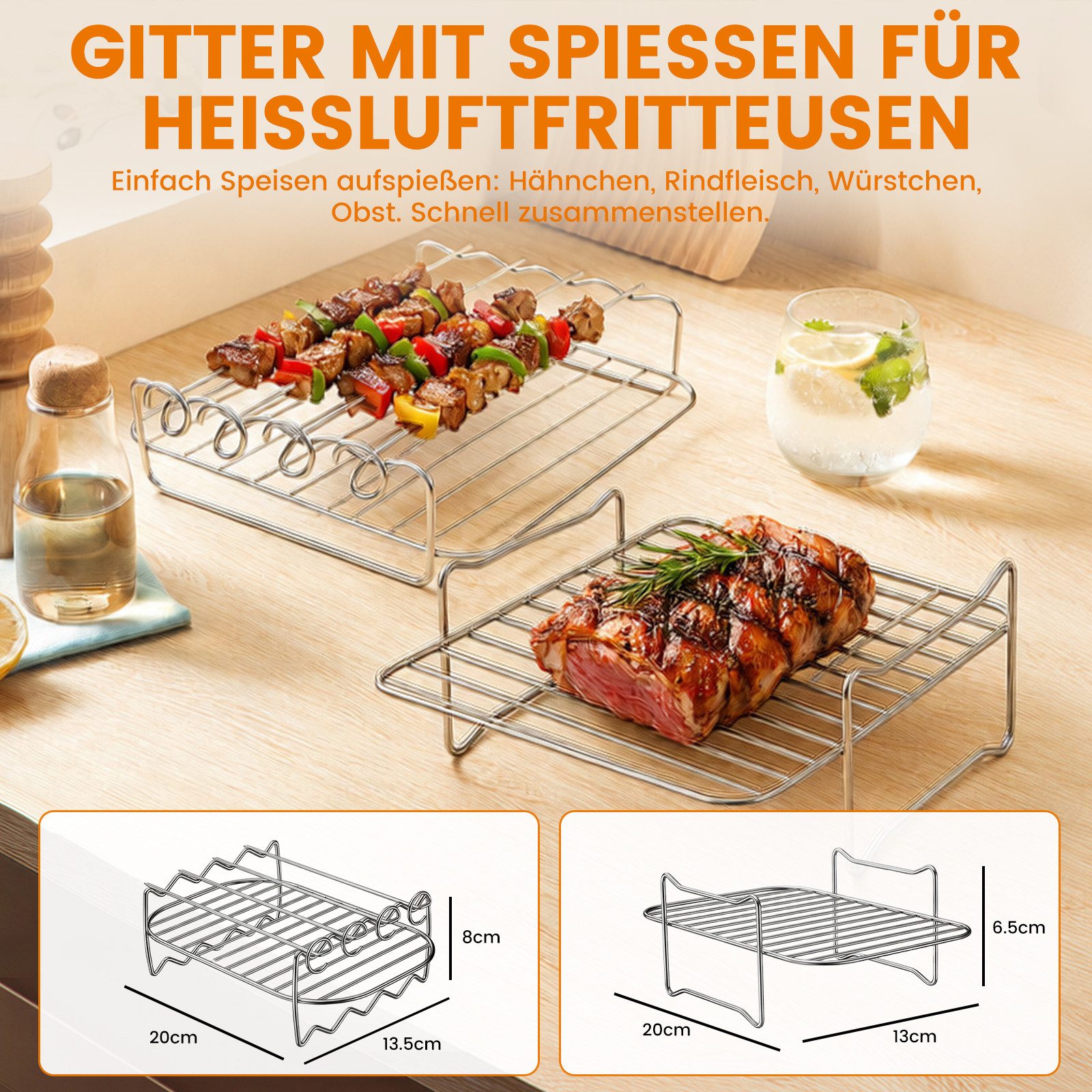 Bundviel Backform Heißluftfritteuse Zubehör 24-tlg set für Ninja AF300EU AF400EU, (Set 24-tlg), Airfryer Zubehör für Ninja Foodi Max Dual Zone, Isolate oil stai – Bild 3 von 5