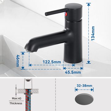 AuraLum pro Waschtischarmatur Schwarz Wasserhahn Einhandmischer Badarmatur Waschbecken Mischbatterie Schwarz