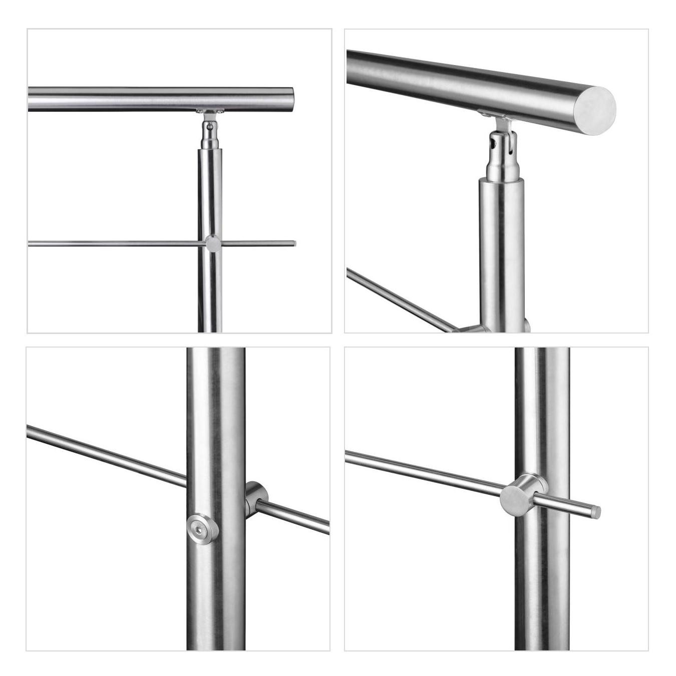 duschspa Treppengeländer Geländer Edelstahl Handlauf 80-240cm Außentreppe 3-5 Querstreben, 100 cm Länge, 106 cm Höhe, mit 3 Pfosten – Bild 5 von 5
