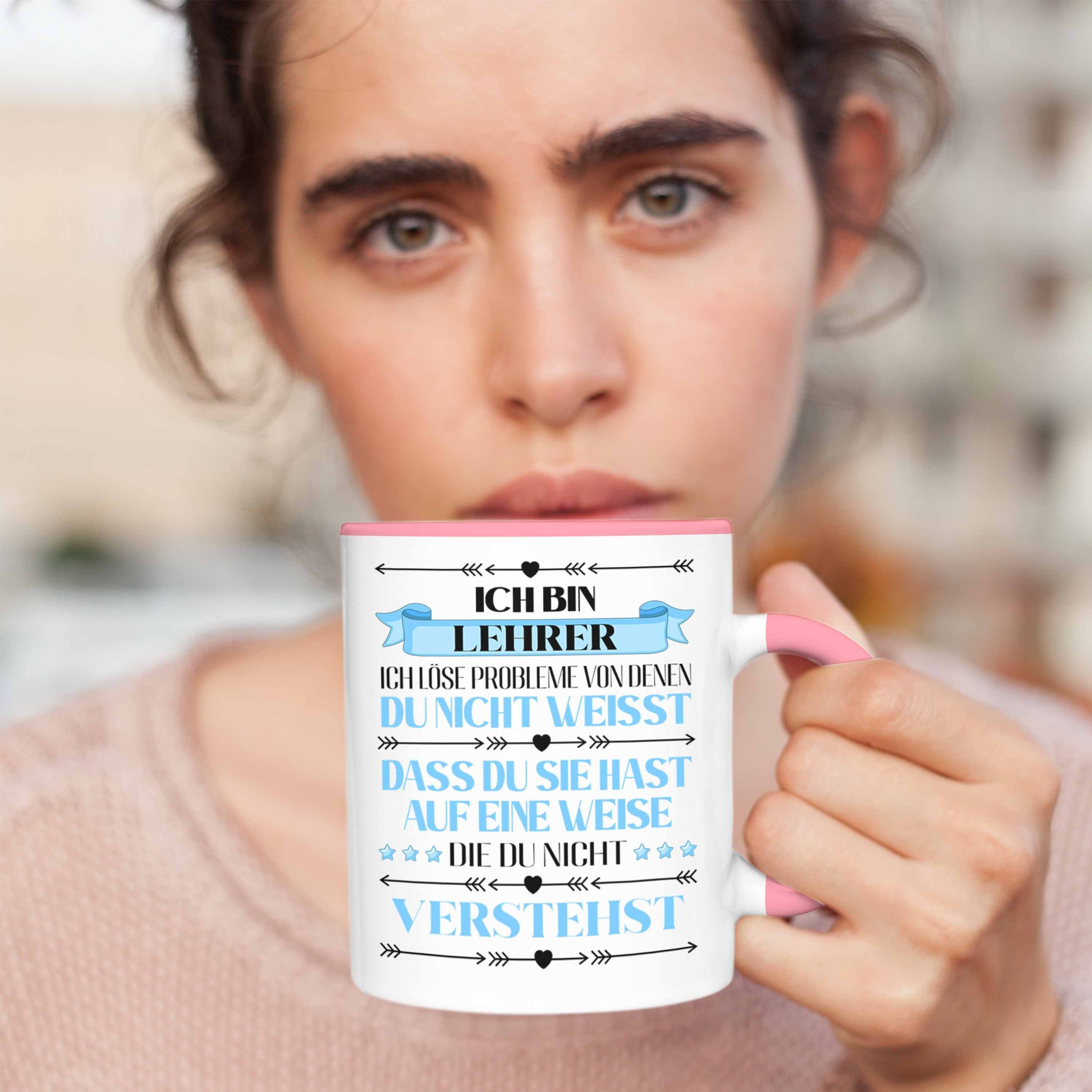 Trendation Trendation Tasse Abschiedsgeschenk - Rosa Abschied Lehrer Spruch Geschenk Grundschullehrer Tasse