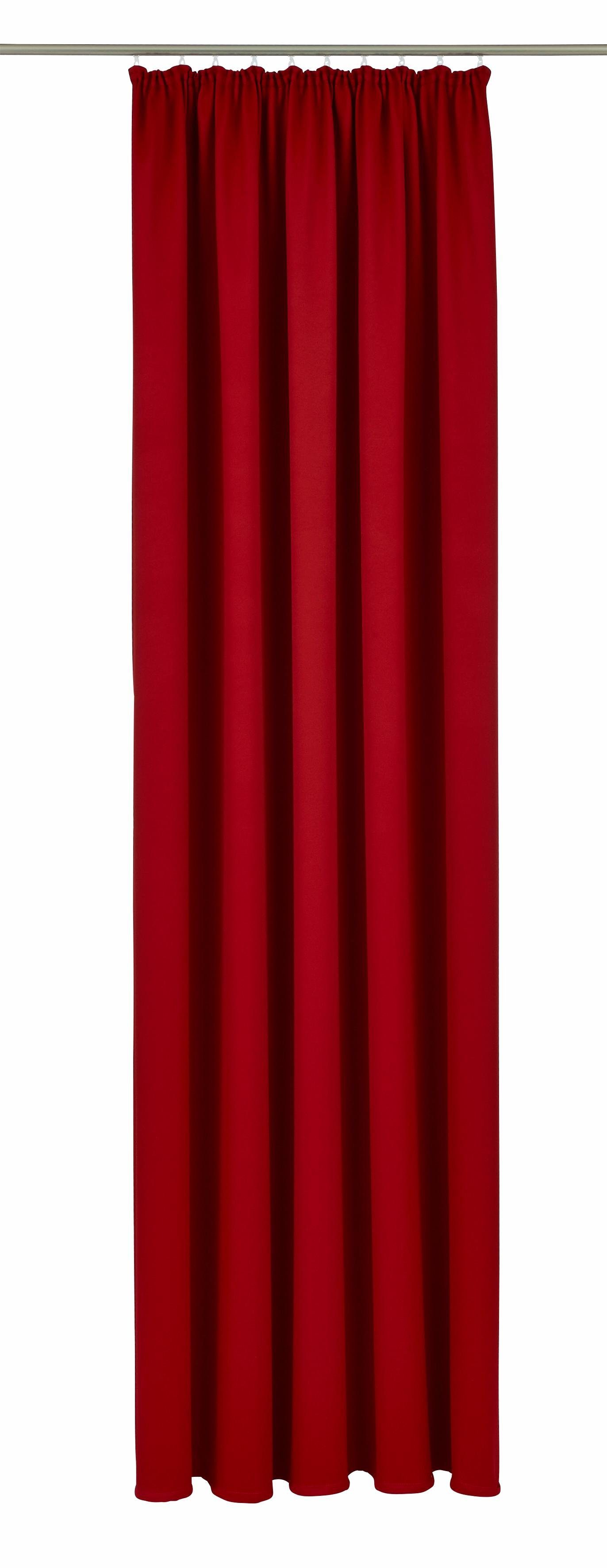 Vorhang Leon, VHG, Kräuselband (1 Größen Verdunkler, verdunkelnd, St), Energie sparend,Wärmeschutz,blickdicht,verschiedene rot