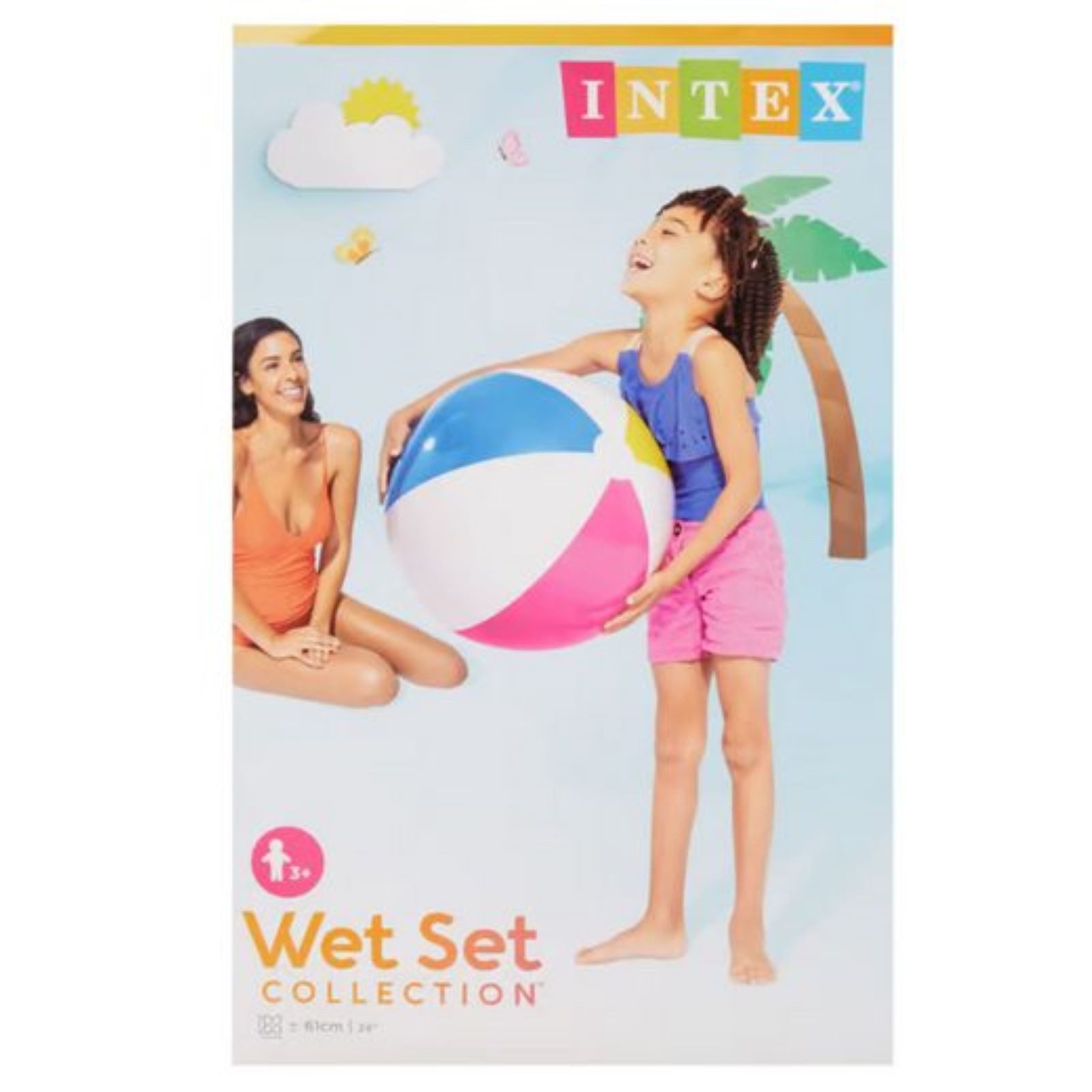 Intex Wasserball Badespielzeug Wasserball,Strandball bunt (Aufblasbarer Beachvolleyball, 1-St), Extra großer Strandball Ø 61 cm,Ideal für Wasserspiele