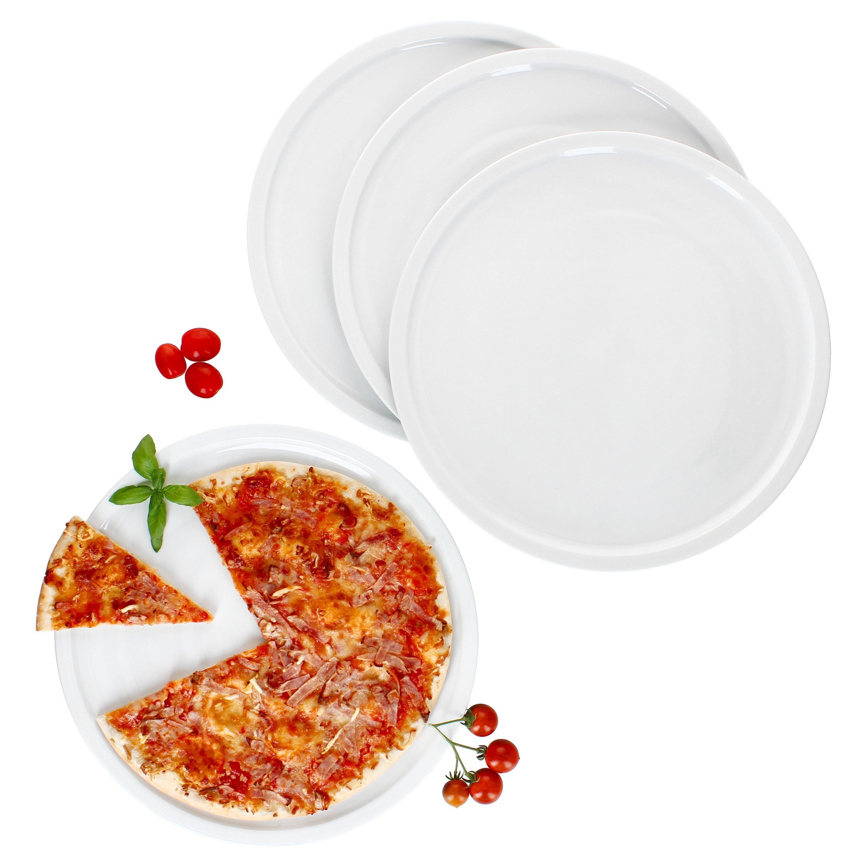 MamboCat Pizzateller 4er Set Bianco XXL Pizzateller Ø33,5cm 4 Personen Teller Platte