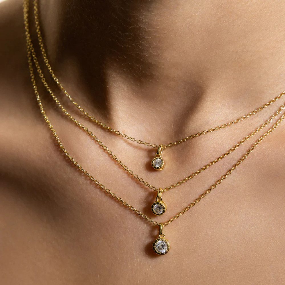 XENOX Kette mit Anhänger XS10644G, Vergoldet, Zirkonia, Damen