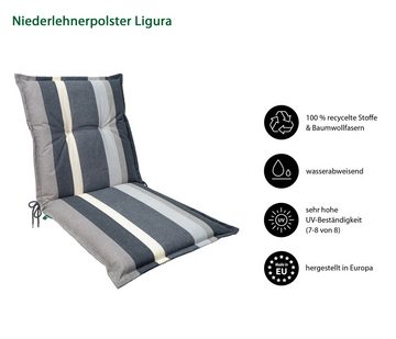 Dehner Polsterauflage Ligura, Baumwolle/Polyester, ca. 50 x 52 x 50 cm, grau, Stuhlkissen wasserabweisend, Polster für Gartenstühle