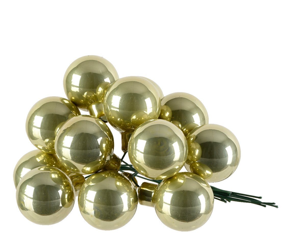 Kaemingk Weihnachtsbaumkugel, Weihnachtskugeln am Draht 2cm Glas 12 Stück - Pistaziengrün glänzend