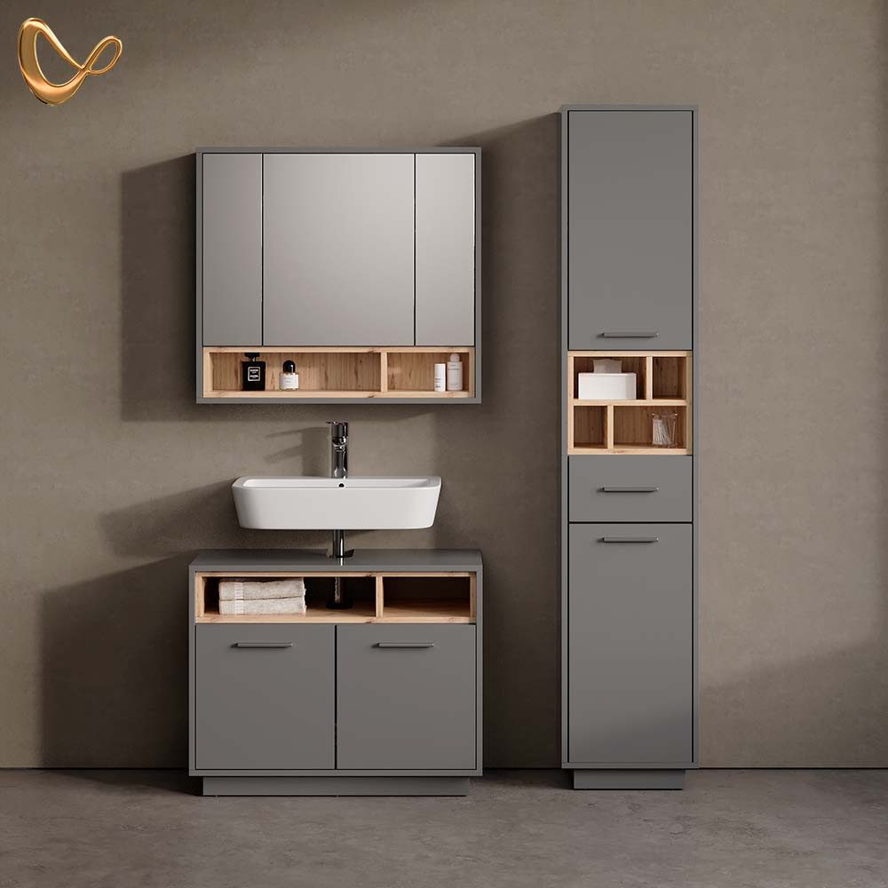 Livinity® Waschbeckenunterschrank Temo, Anthrazit, 80 x 64 cm günstig online kaufen