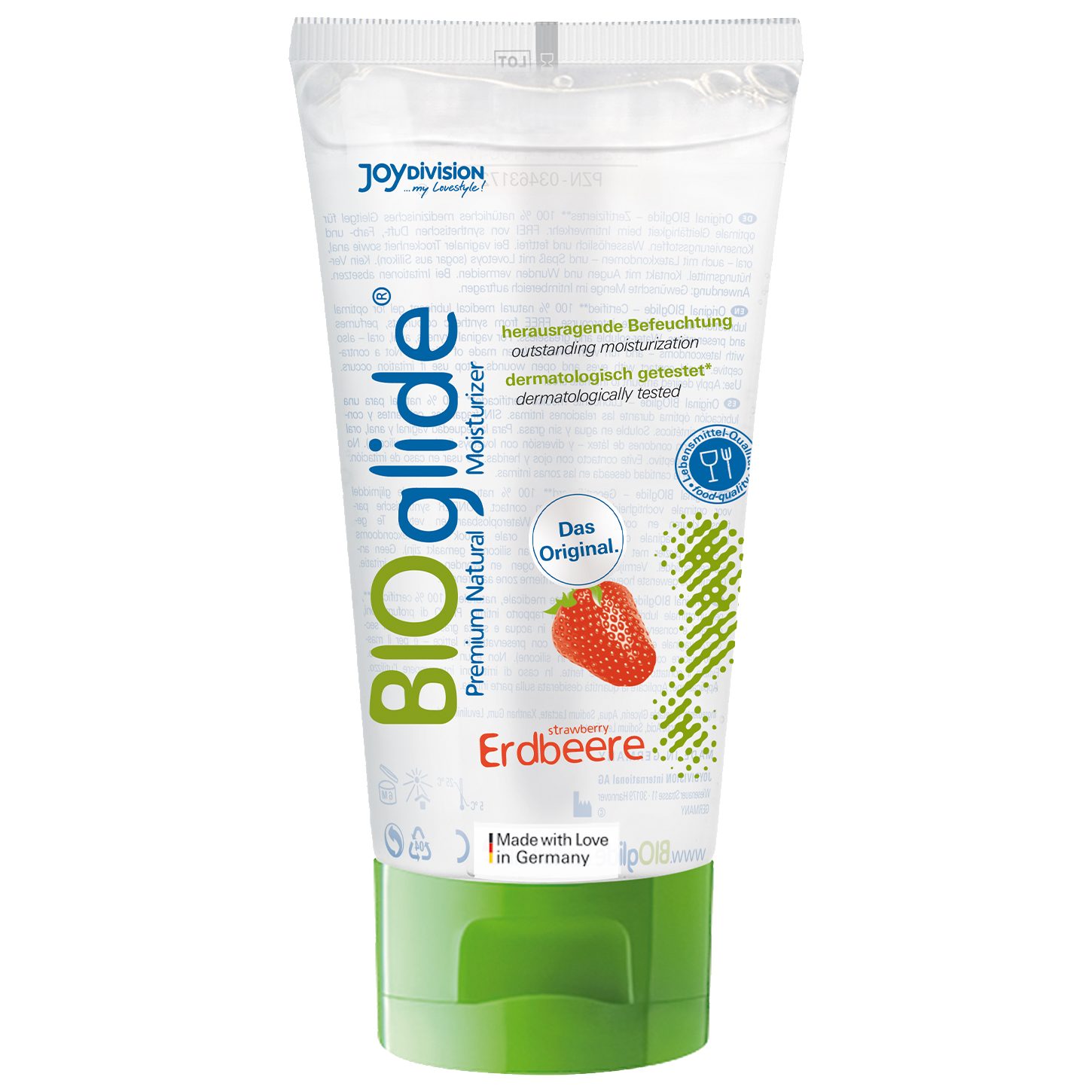 JOYDIVISION Gleitgel Original BIOglide Erdbeer, Tube mit 80ml, 1-tlg., hormonfreies Gleitgel mit Erdbeer-Geschmack