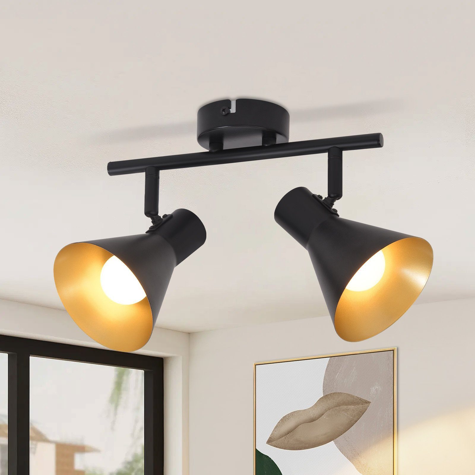ZMH Deckenleuchte Deckenstrahler Schwarz Deckenlampen E14 günstig online kaufen