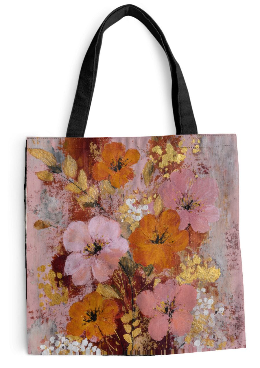MuchoWow Shopper Malerei - Blumen - Rustikal - Rosa, Handtasche, Damen und Herren, Schultertasche, Umhängetasche, Tote Bag