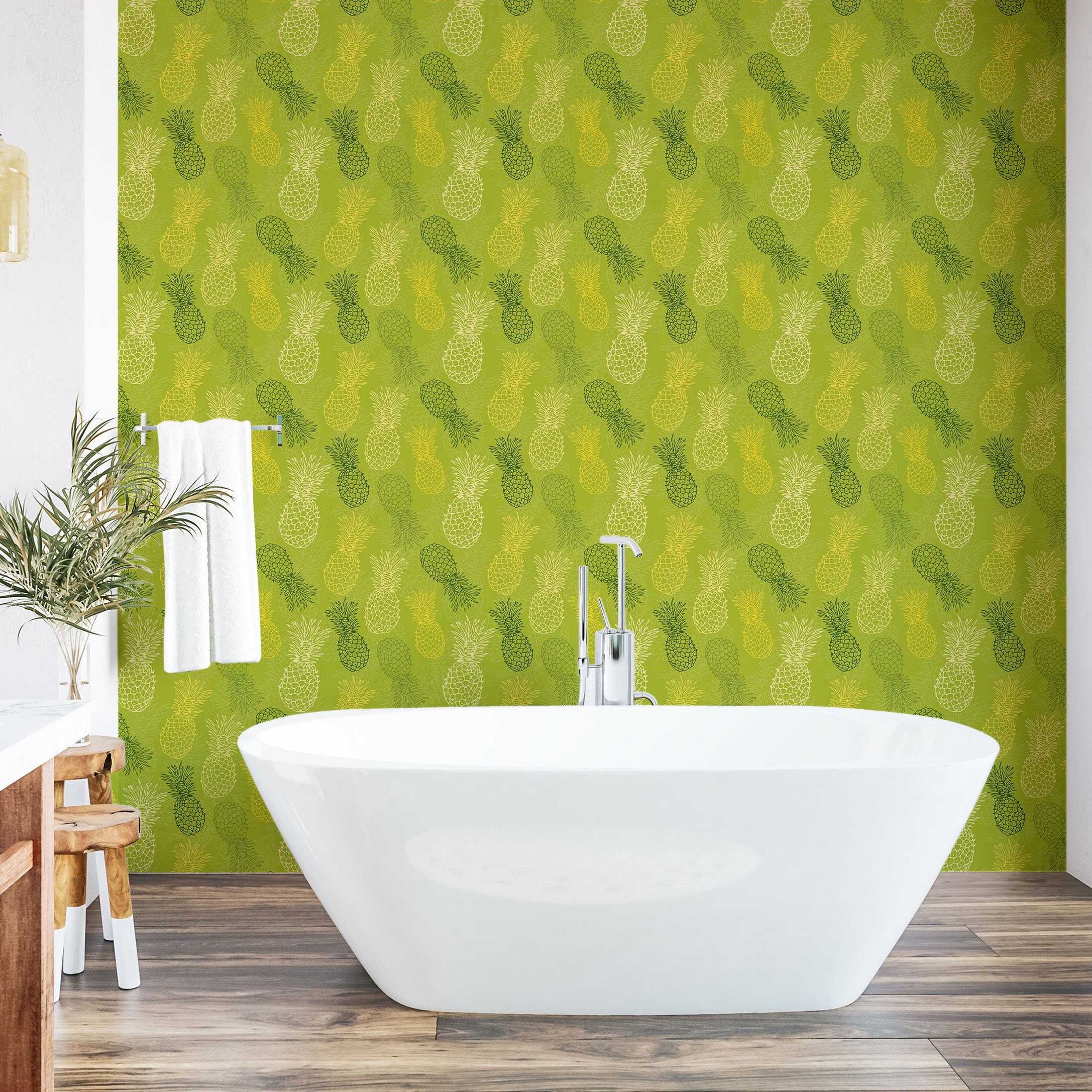 Ananas Küchenakzent, Blatt Vinyltapete selbstklebendes Grünes Abakuhaus Wohnzimmer tropische
