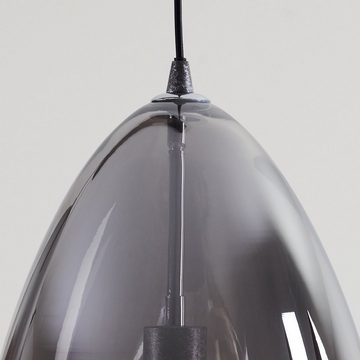 hofstein Hängeleuchte »Erli« verstellbare Deckenlampe aus Metall Altsilber, ohne Leuchtmittel, Hängelampe mit Chromglas-Schirme, 3xE27