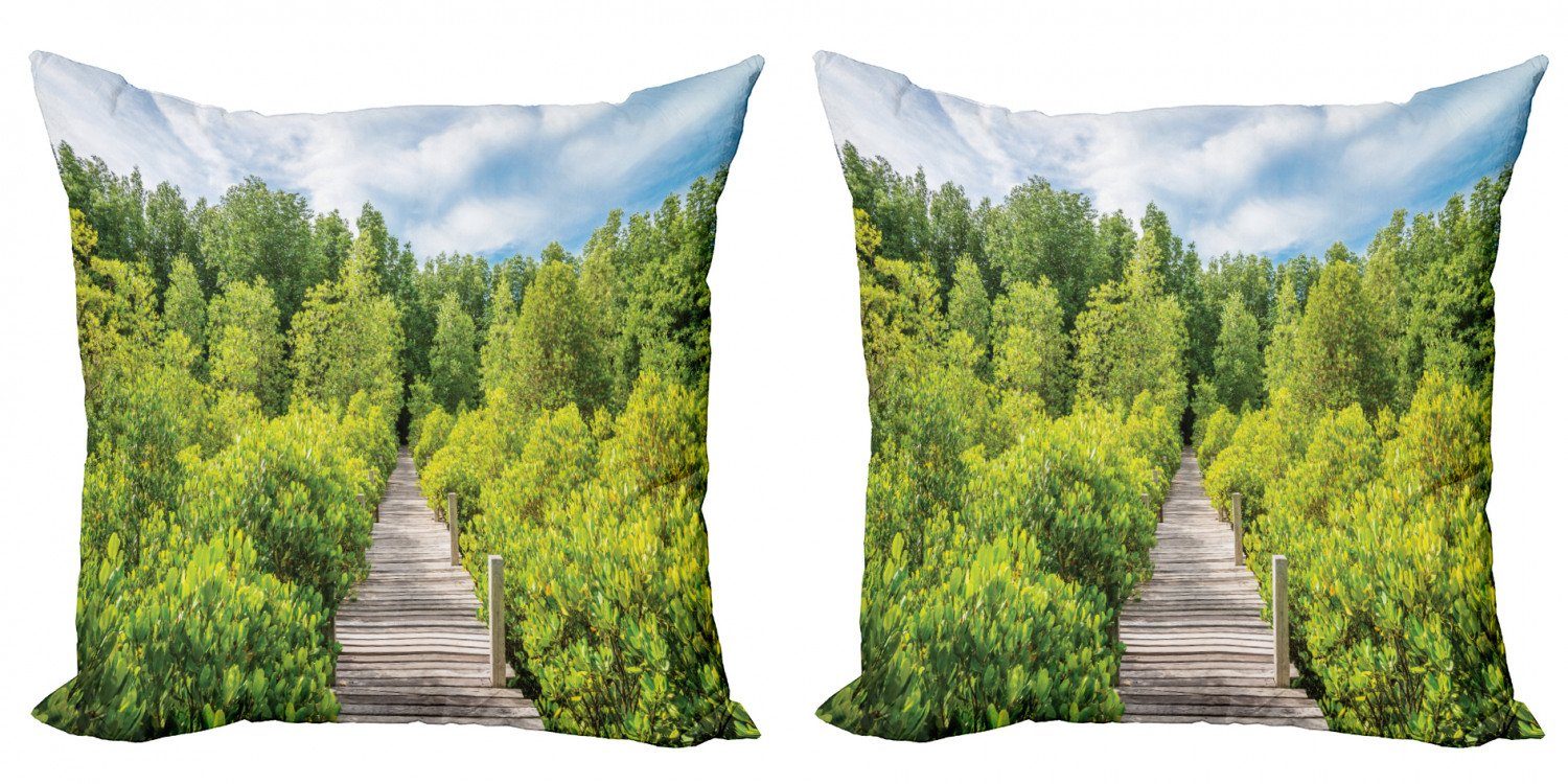 Kissenbezüge Modern Accent Doppelseitiger Digitaldruck, Abakuhaus (2 Stück), Strand Pathway Grüne Bäume Blue Sky | Kissenbezüge