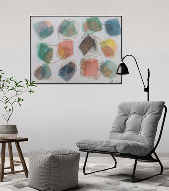 KUNSTLOFT Gemälde Buntes Zusammenspiel 100x75 cm, Leinwandbild 100% HANDGEMALT Wandbild Wohnzimmer