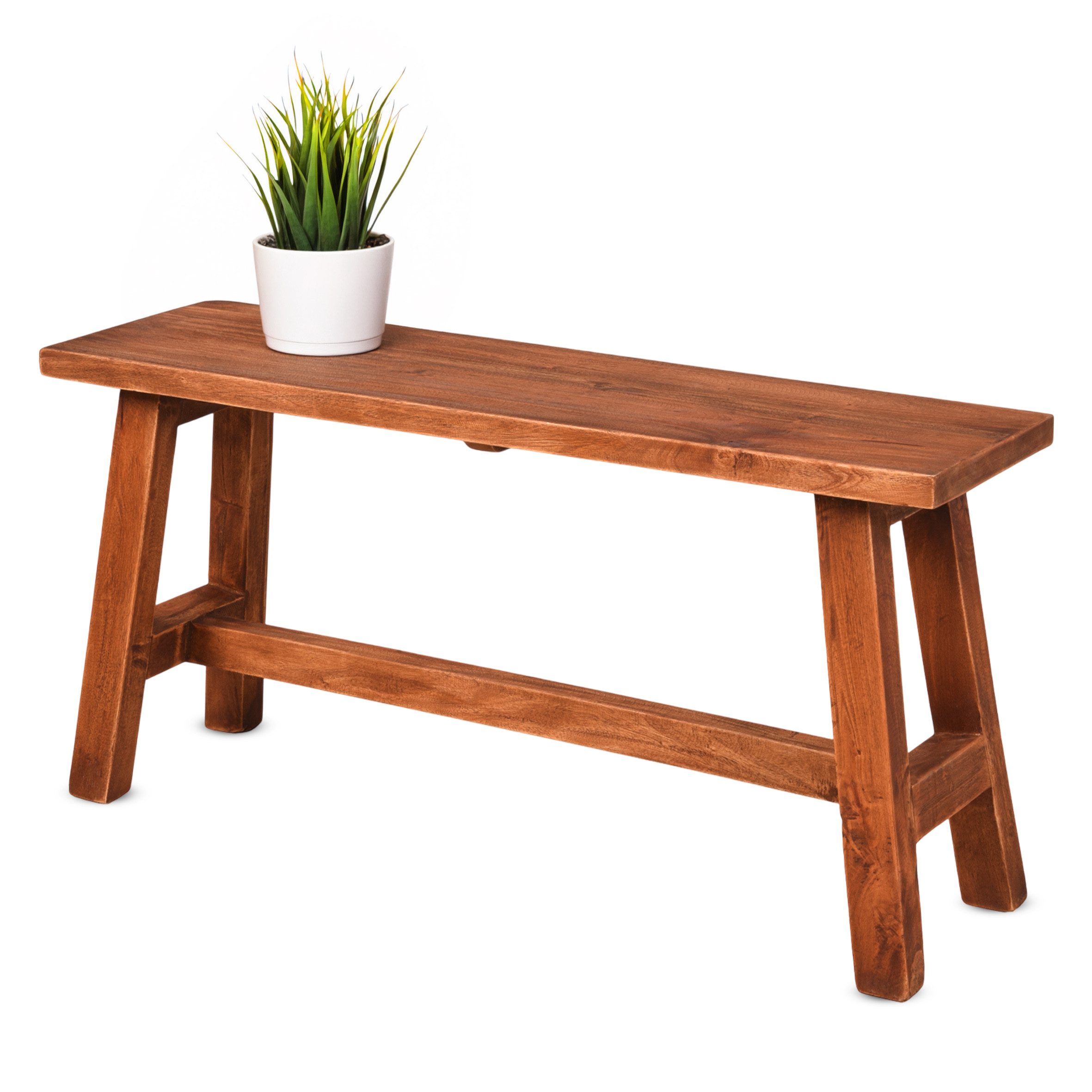 Spetebo Sitzbank Hochwertige Mahagoni Bank (bis 120 kg, 1-St., natur dunkel), Massivholz Deko Blumenbank Landhaus rustikal