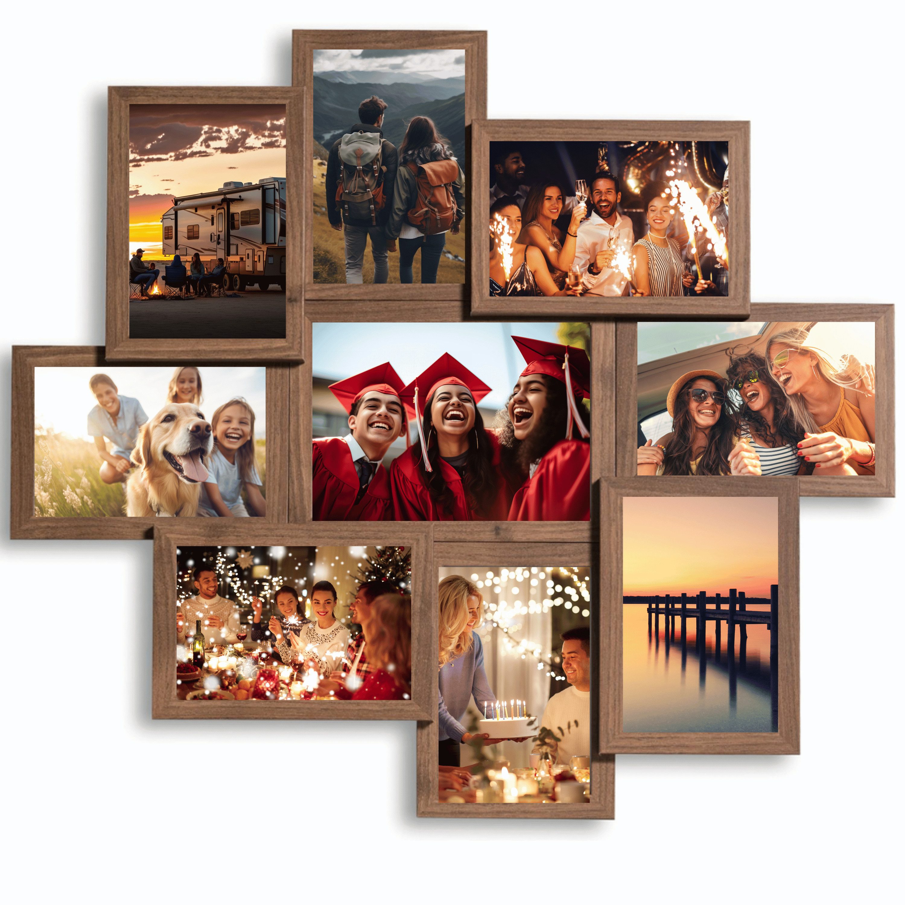 Victor (Zenith) Bilderrahmen Collage Galerierahmen, Fotocollage Braun, Bild günstig online kaufen
