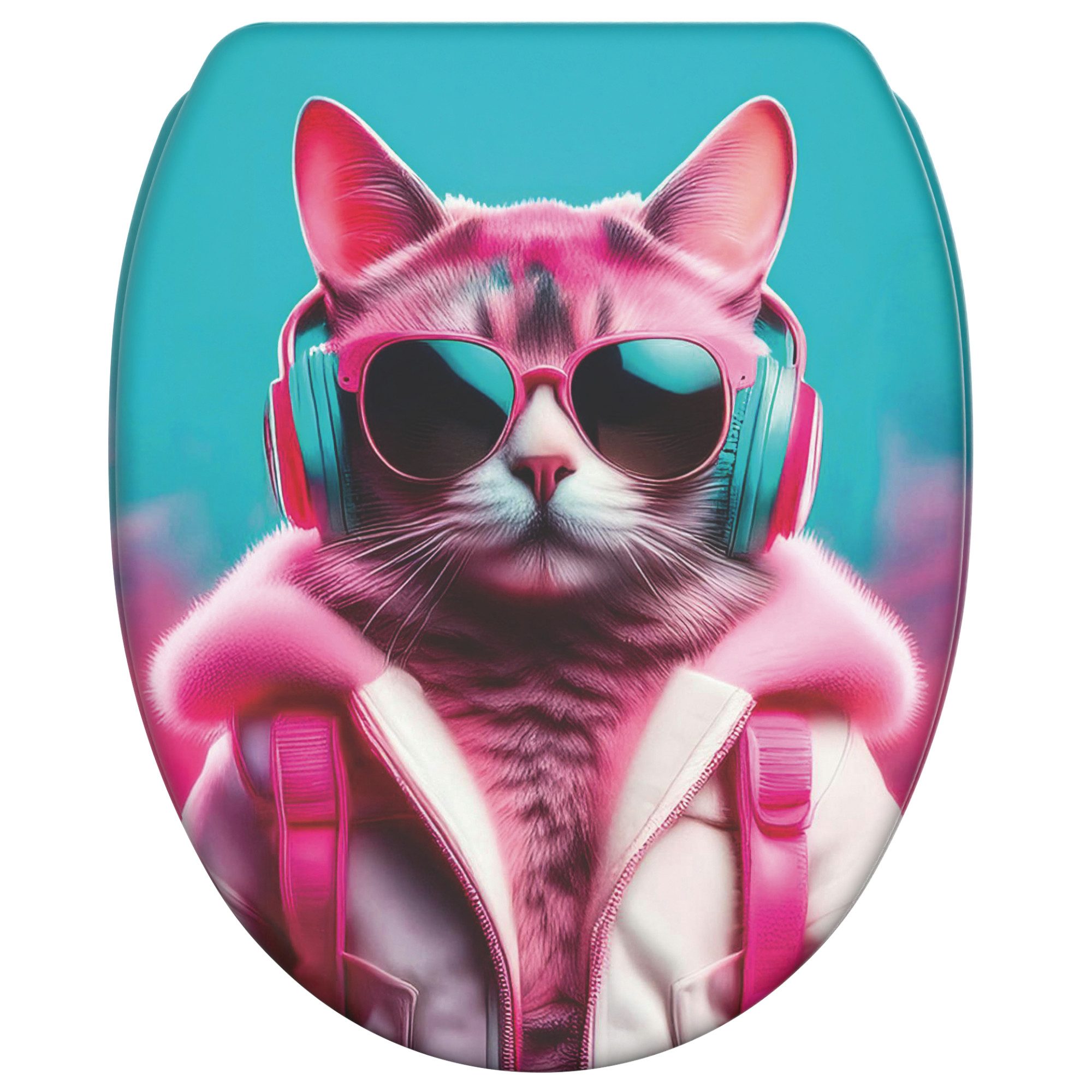 Sanilo WC-Sitz Neon Cat mit Absenkautomatik & Quick Release, Premium Toilettendeckel, abnehmbar, leichte Montage von oben