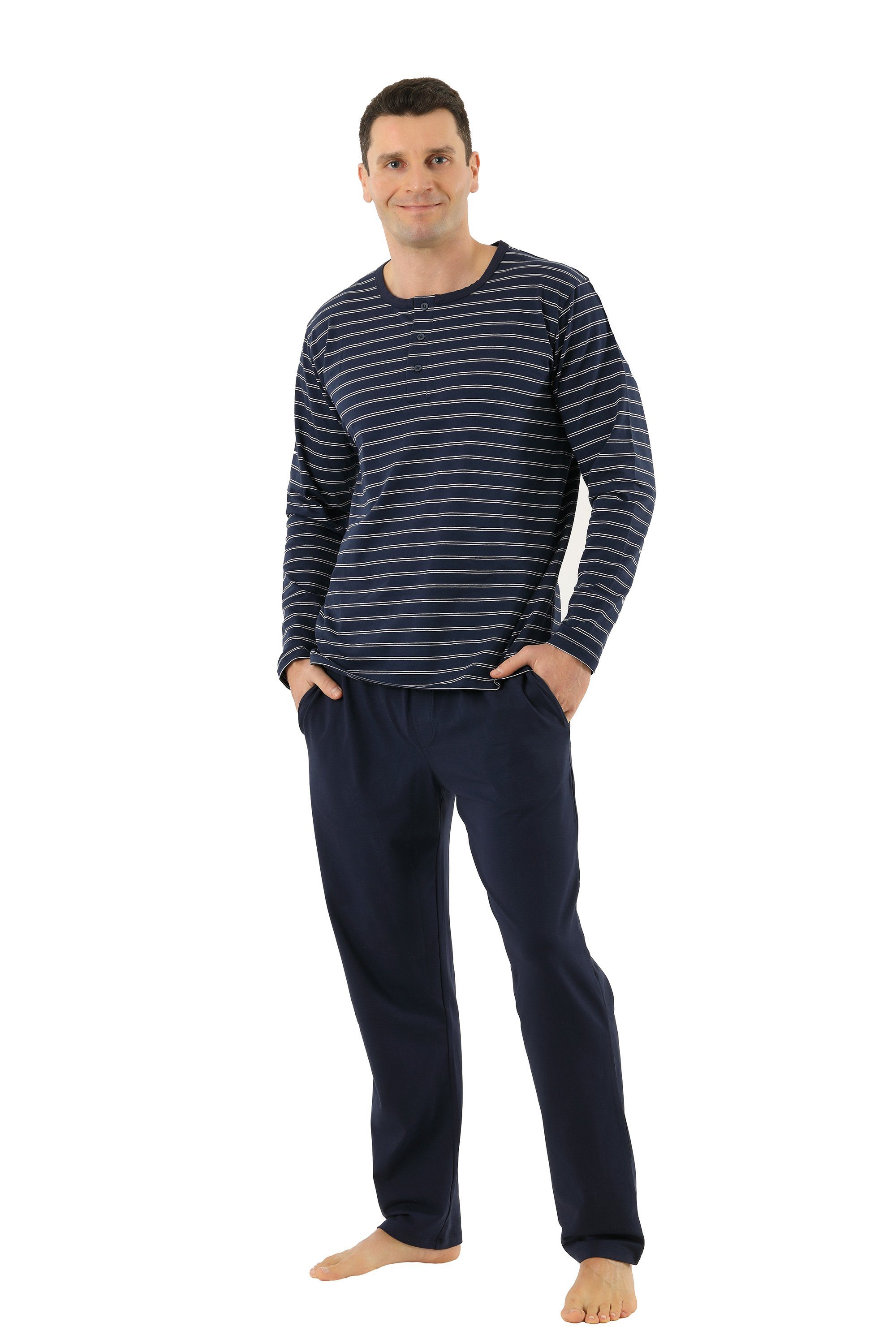 Albert Kreuz Schlafanzug Pyjama lang atmungsaktiv (1 Set bestehend aus Oberteil und Hose)