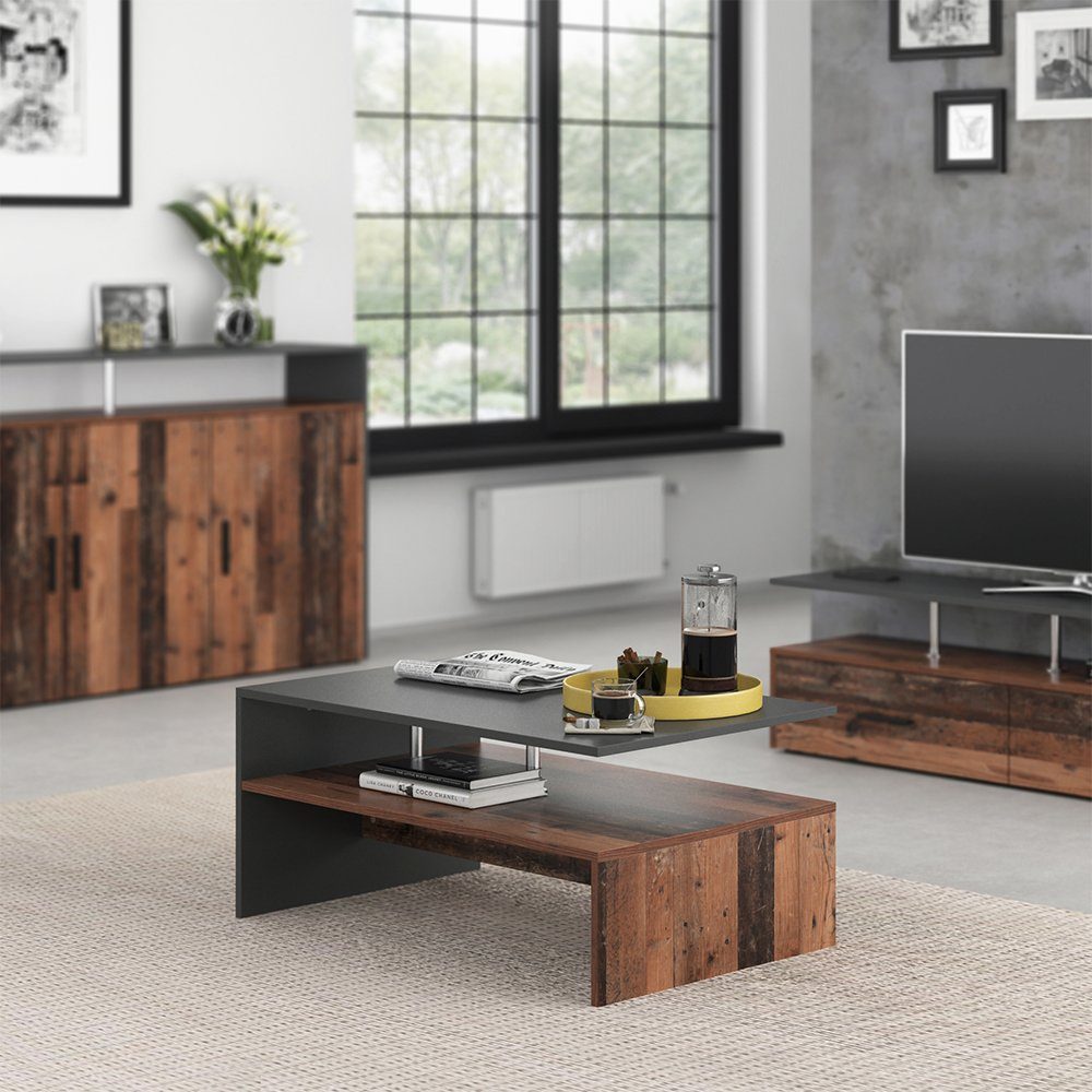 Vicco Couchtisch Amato, Anthrazit/Goldkraft Eiche, 90 x 60 cm günstig online kaufen