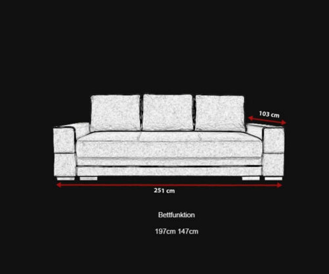 JVmoebel Bettfunktion Mit Sofa, Grau