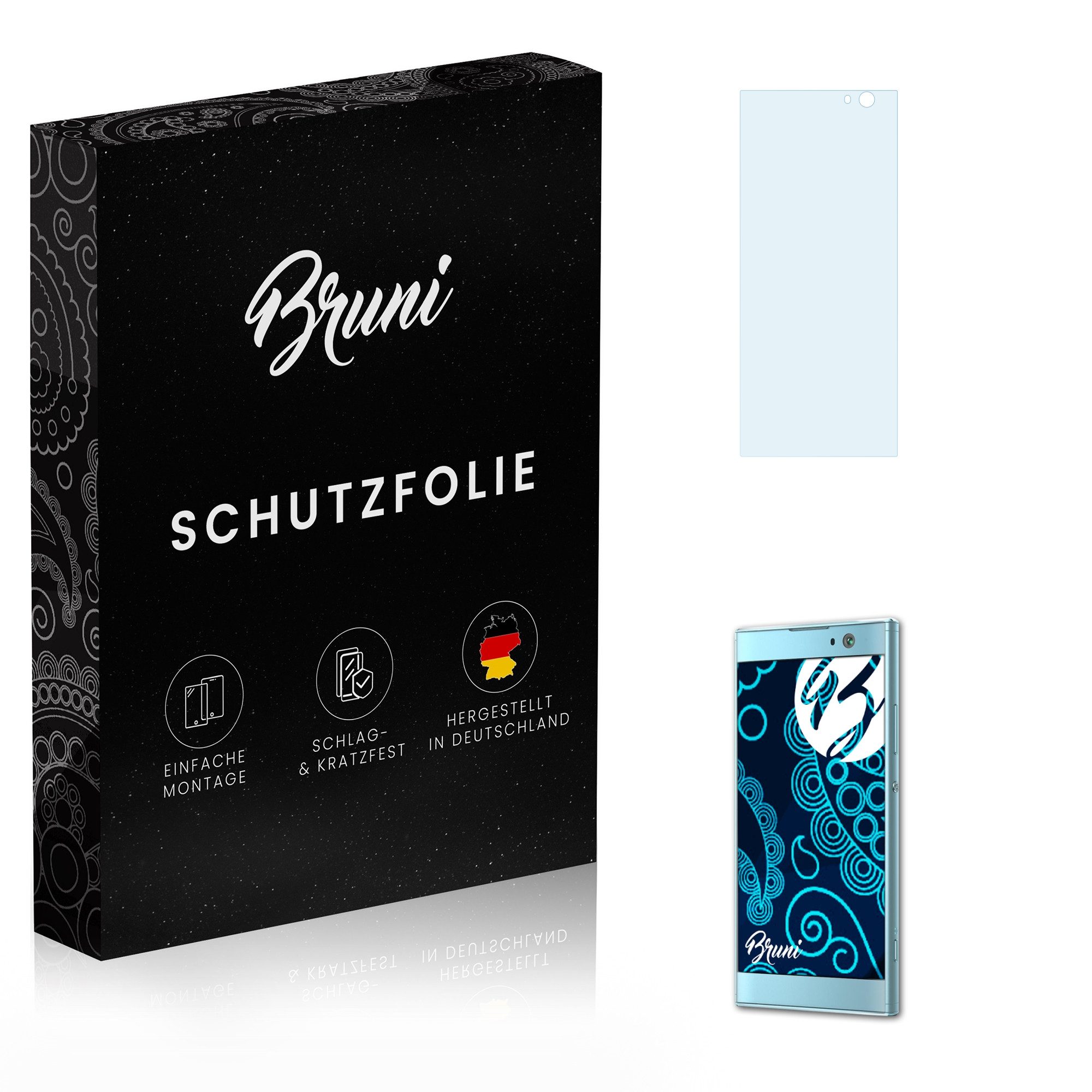 Bruni Schutzfolie Glasklare Displayschutzfolie für Sony Xperia XA2, (2 Folien), praktisch unsichtbar