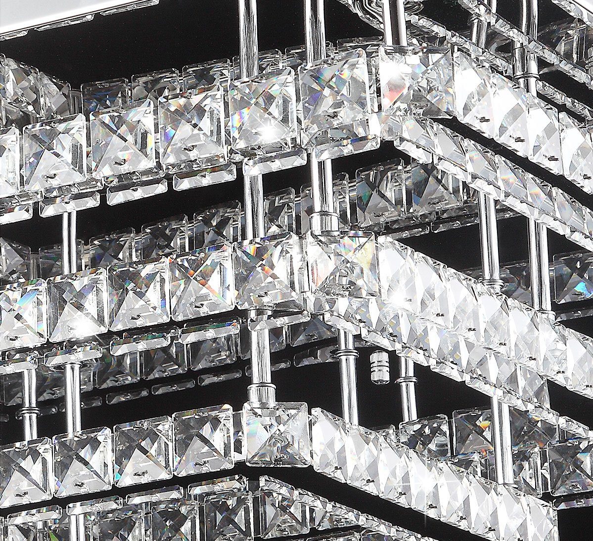 Deckenleuchte Speicherfunktion, Kristall Deckenlampe / Modern Kaltweiß Glas und 44 Watt Luxus Design XL/XXL, 60x60cm Fernbedienung Dimmbar Lewima verspiegelt LED Silber Warmweiß einstellbar, inkl.