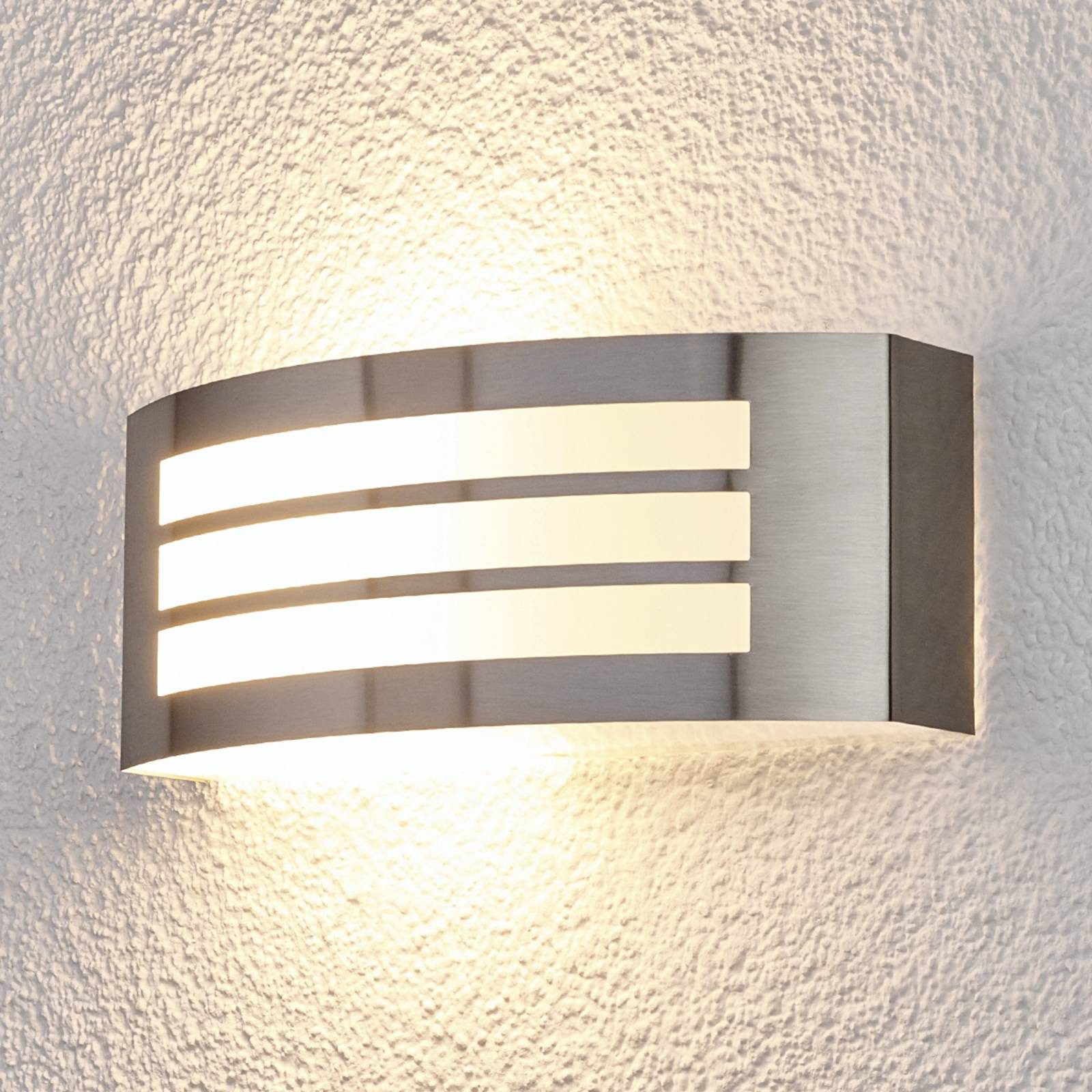 Lindby Außen-Wandleuchte Raja, Edelstahl Alu IP44, 1 x 14 W