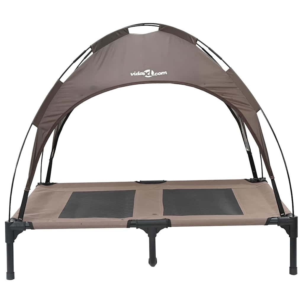 Hundekorb 92 x 77 x 82,5 cm erhöhter Hundebett mit abnehmbarer Überdachung Braun